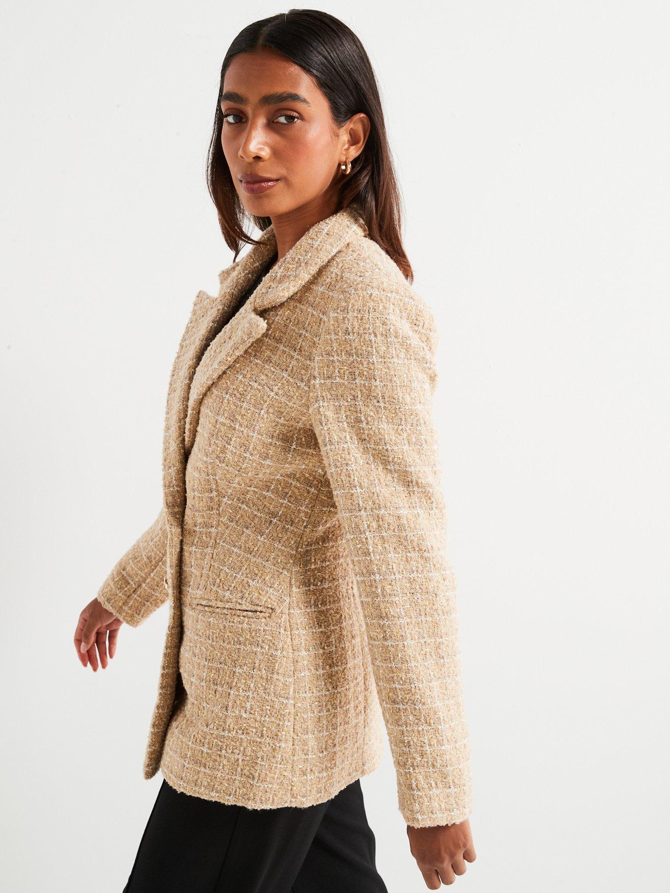 Image 5 of 6 of V by Very Longline Boucle Blazer - Beige