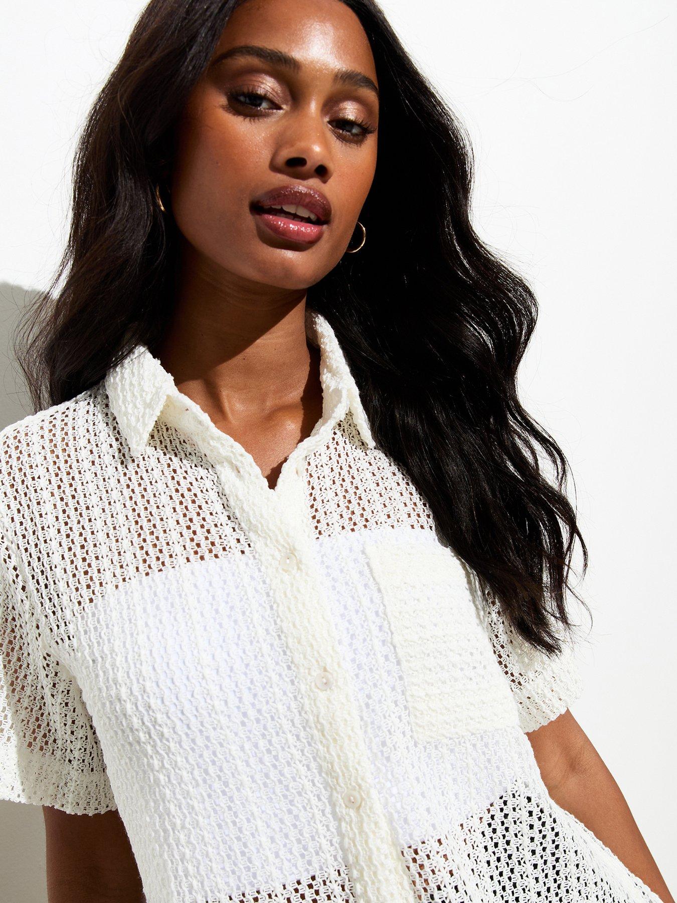 Crochet short sleeve top deals