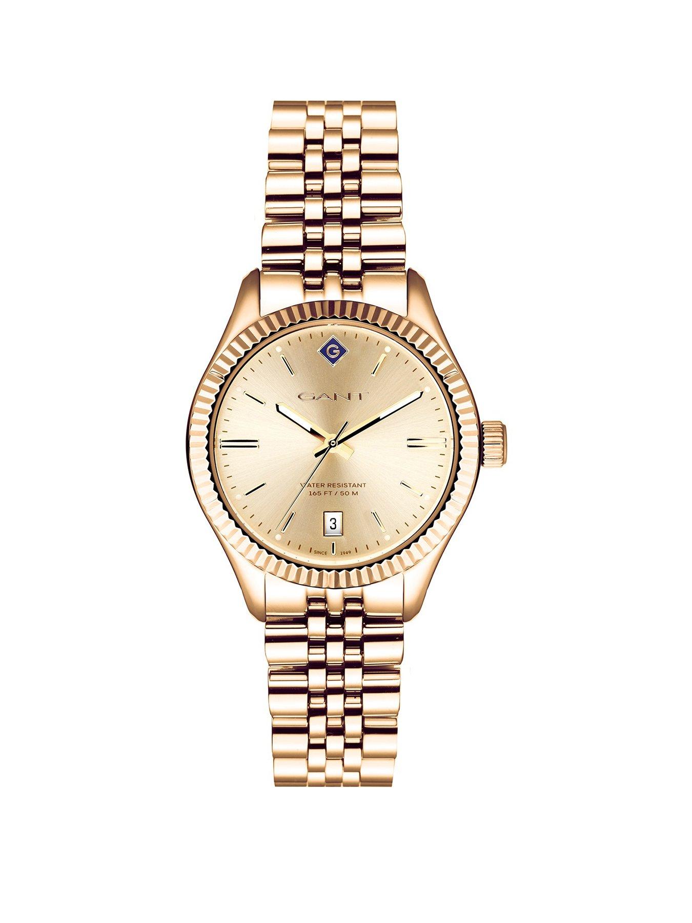 Product photograph of Gant Sussex - 34mm - Gold Dial from very.co.uk