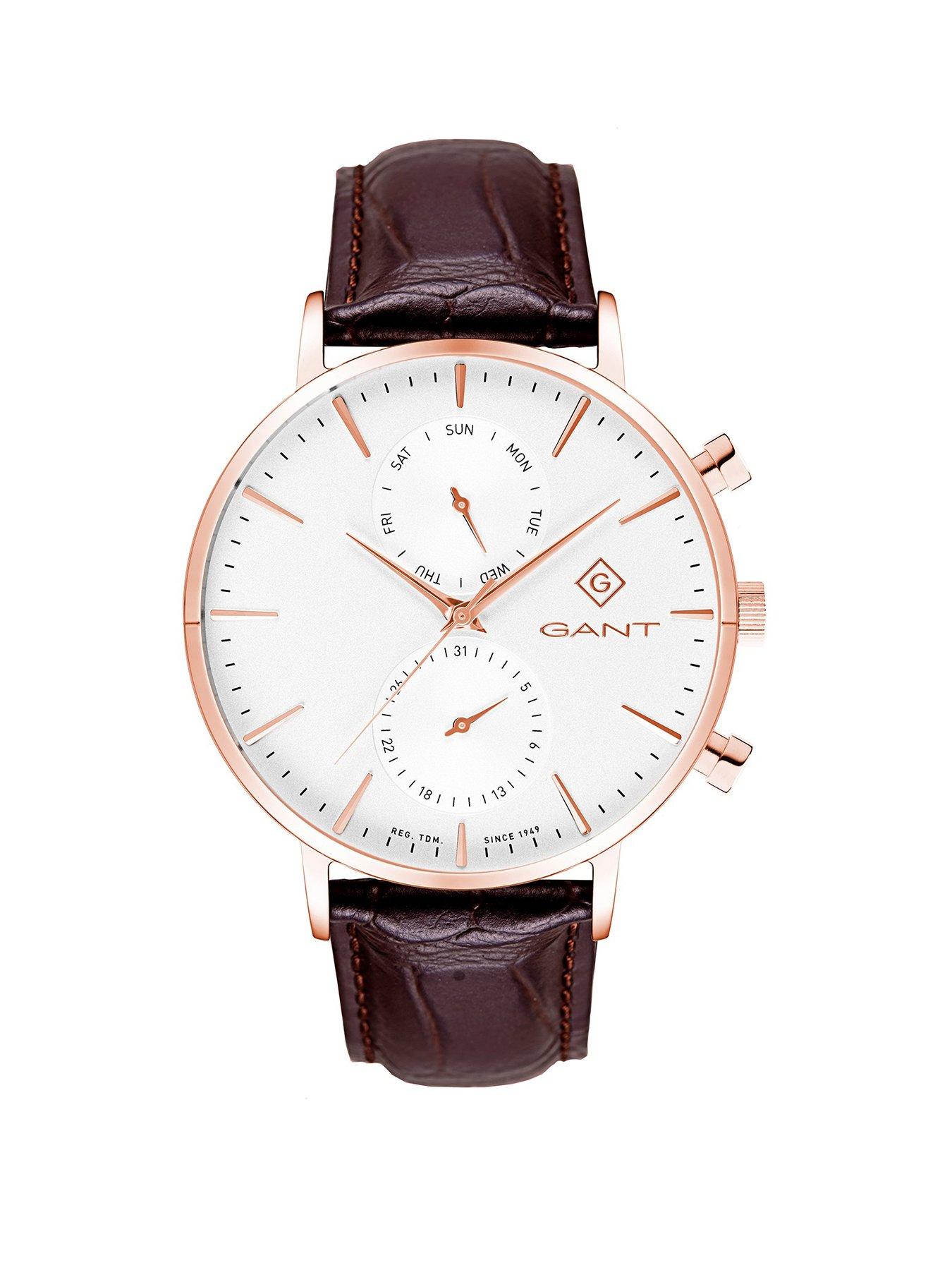 Product photograph of Gant Park Hill Date-day Ii - 44mm - White Dial - Strap from very.co.uk