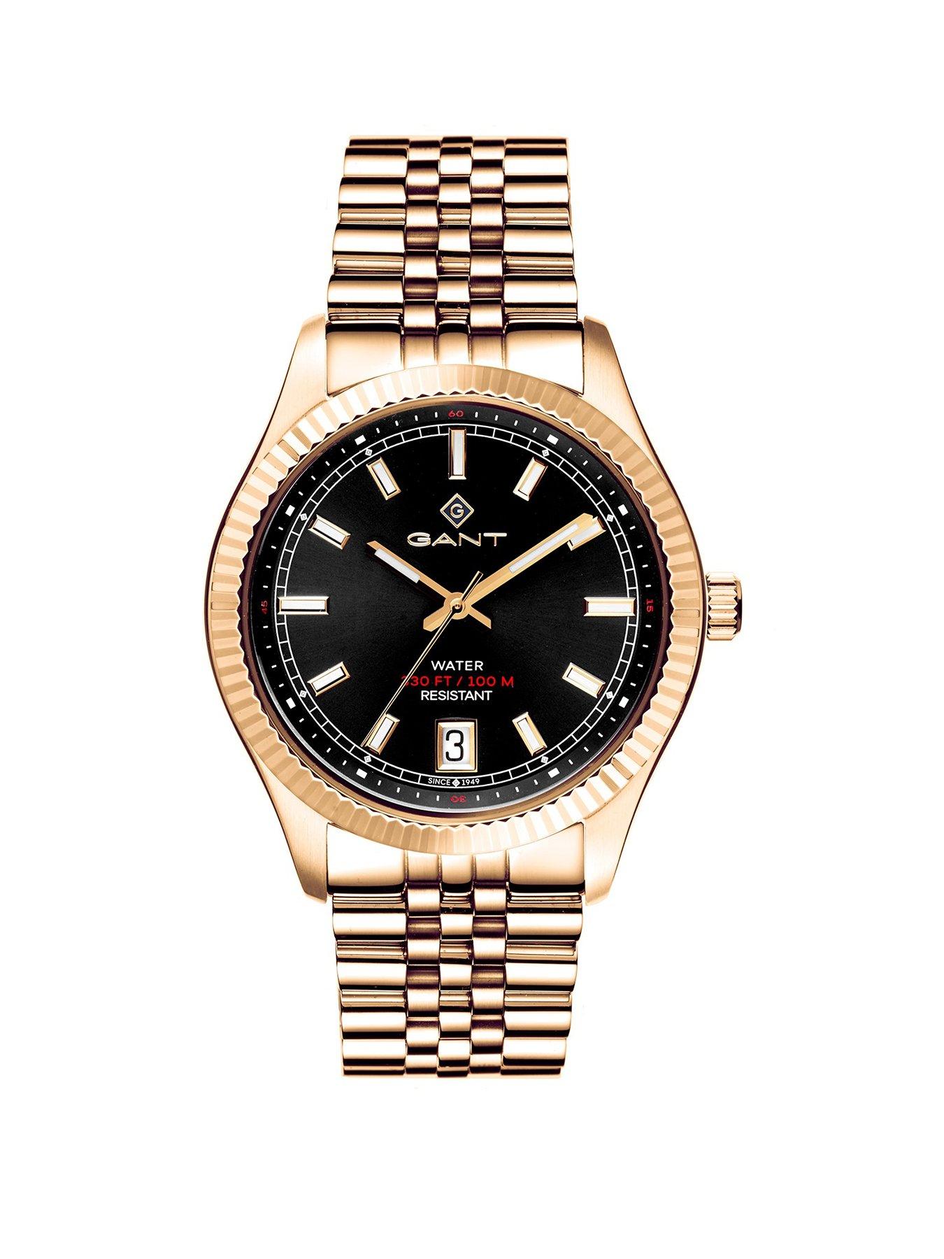 Product photograph of Gant Sussex - 44mm - Black Dial - Gold from very.co.uk
