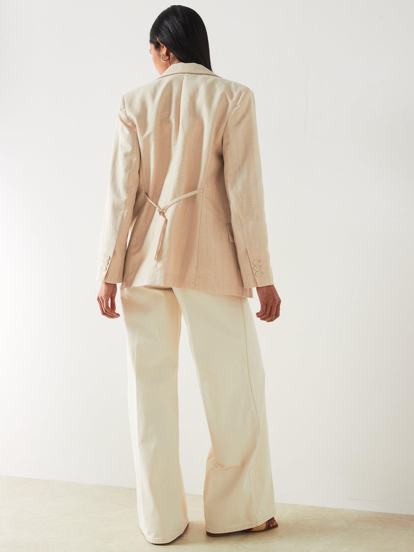 Mango Linen Mix Straight Design Long Sleeve Blazer | Very.co.uk