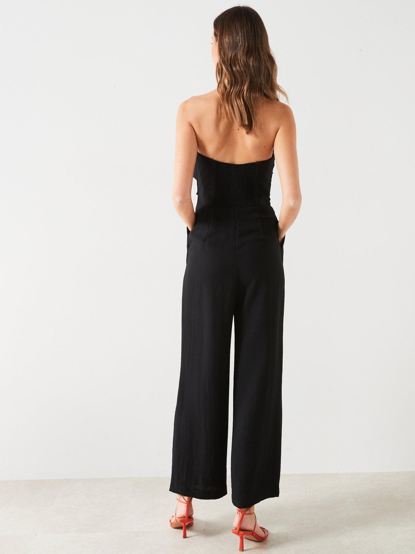 Black Straight Design Side Zip Fastening Jumpsuit