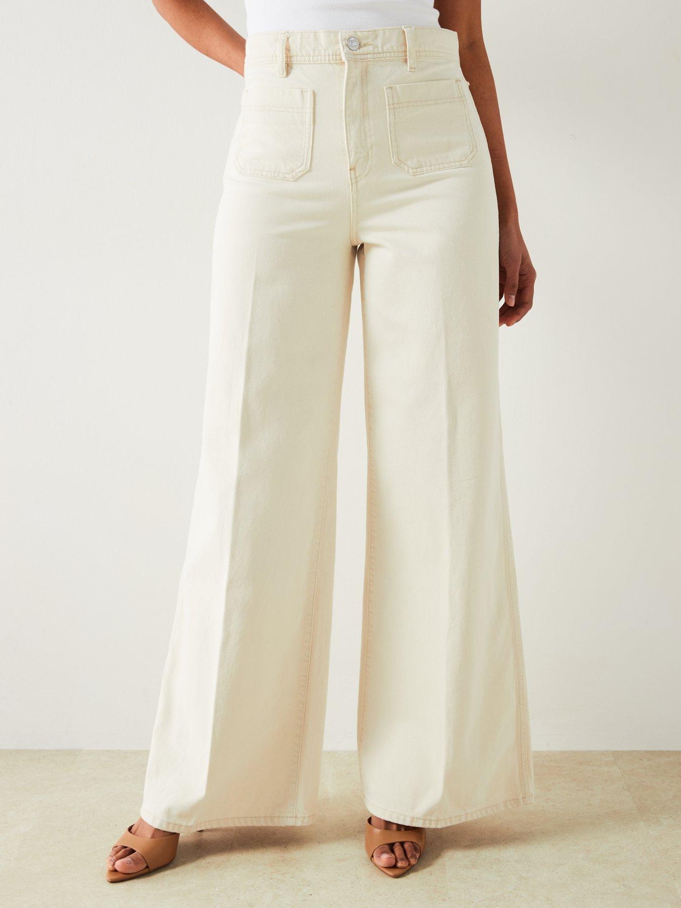 Mango Emma Jeans - Ecru, White, Size 12, Women
