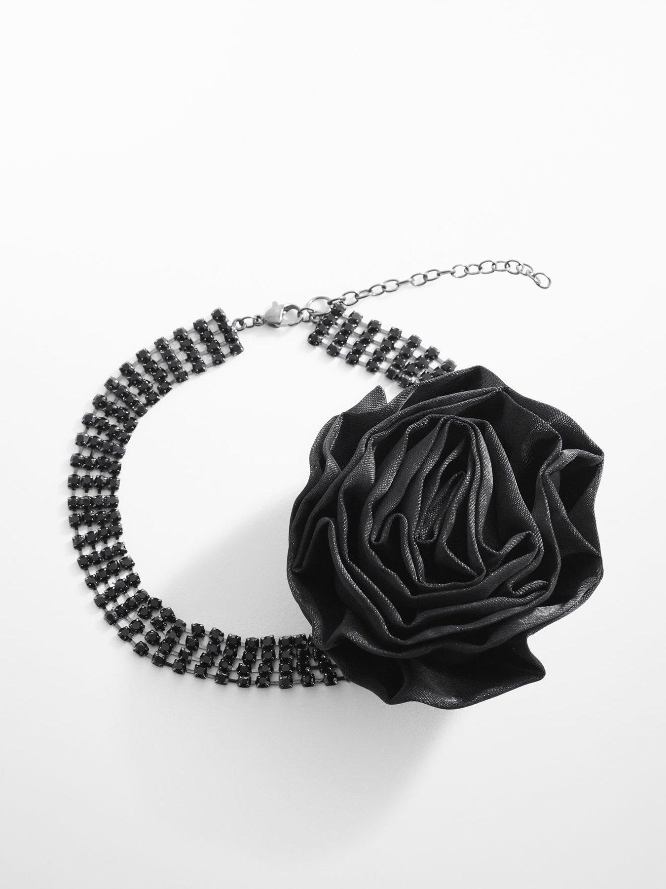 Product photograph of Mango Satin Maxi Flower Choker from very.co.uk