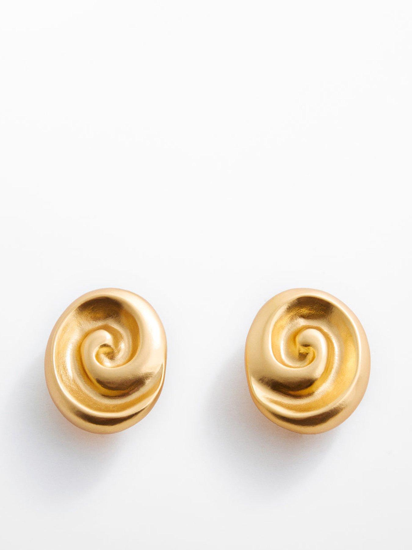 Product photograph of Mango Metallic Press Stud Fastening Earrings from very.co.uk