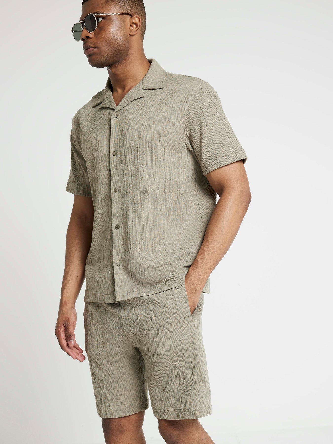 Regular Fit Plisse Shorts Khaki