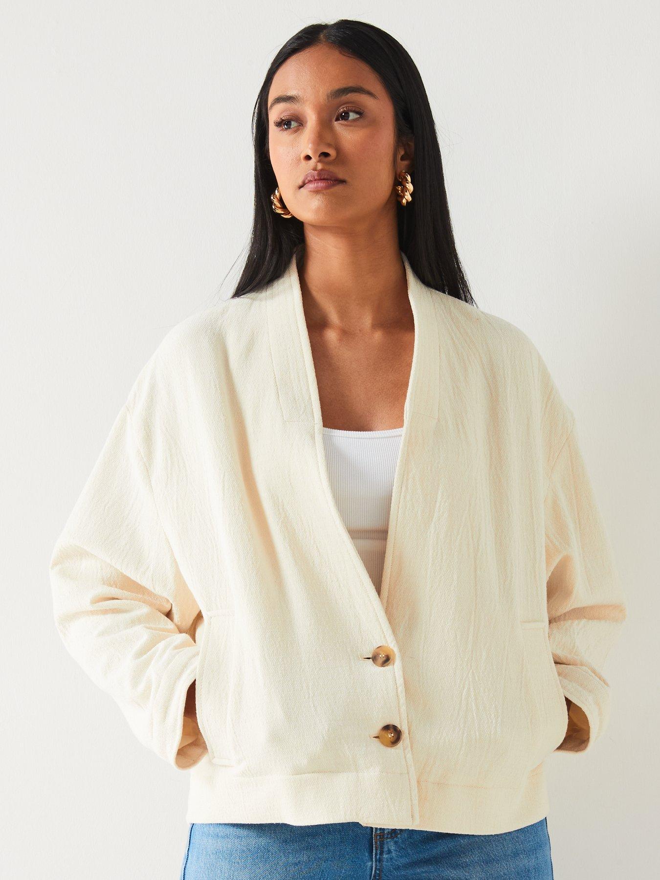 undefined Cotton-blend Oversize Design Button Fastening Bomber