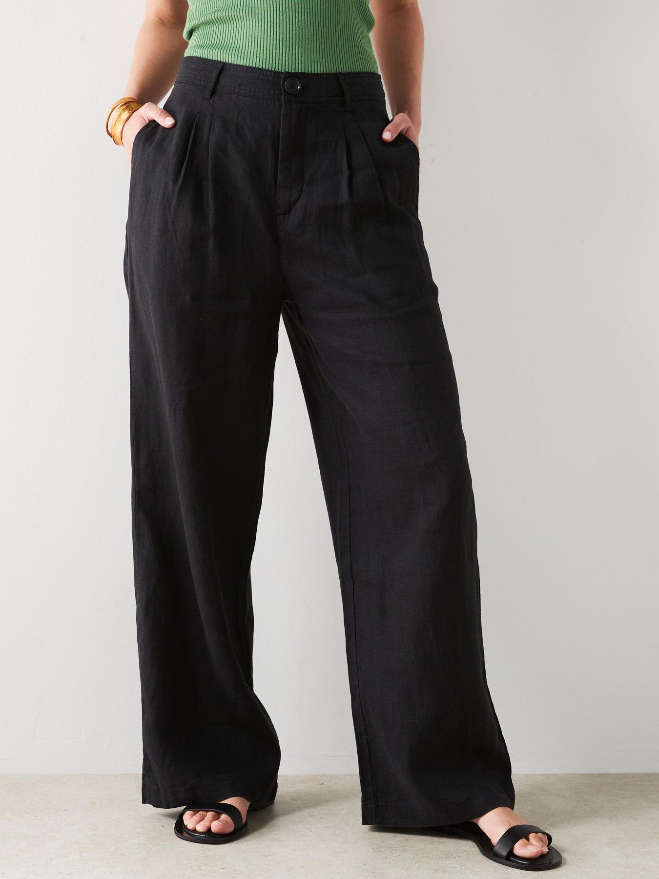undefined 100% Linen Wideleg Trousers