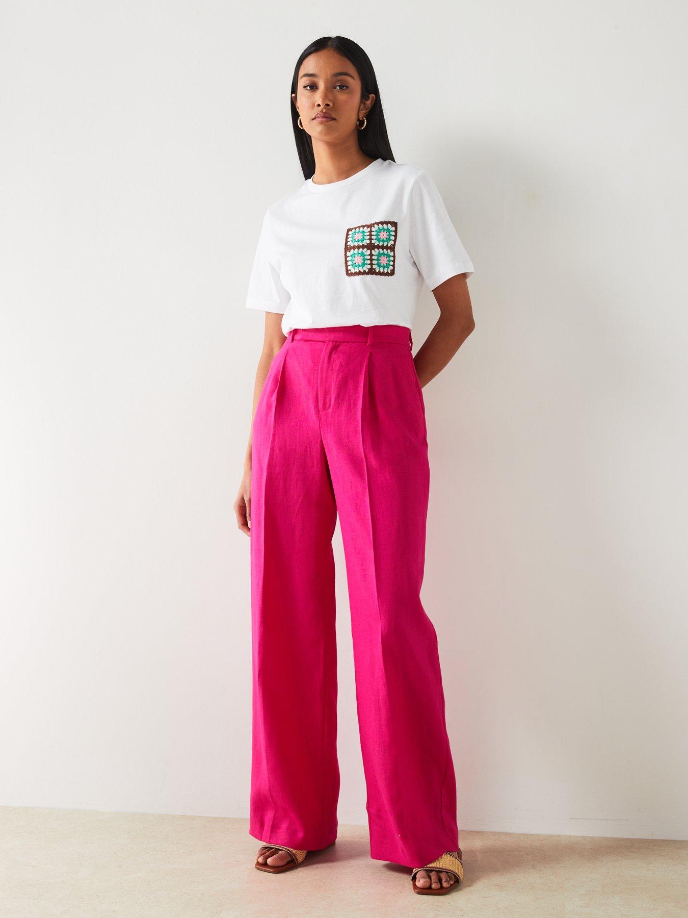 Image 3 of 6 of Mango Pink Wide Leg Trouser