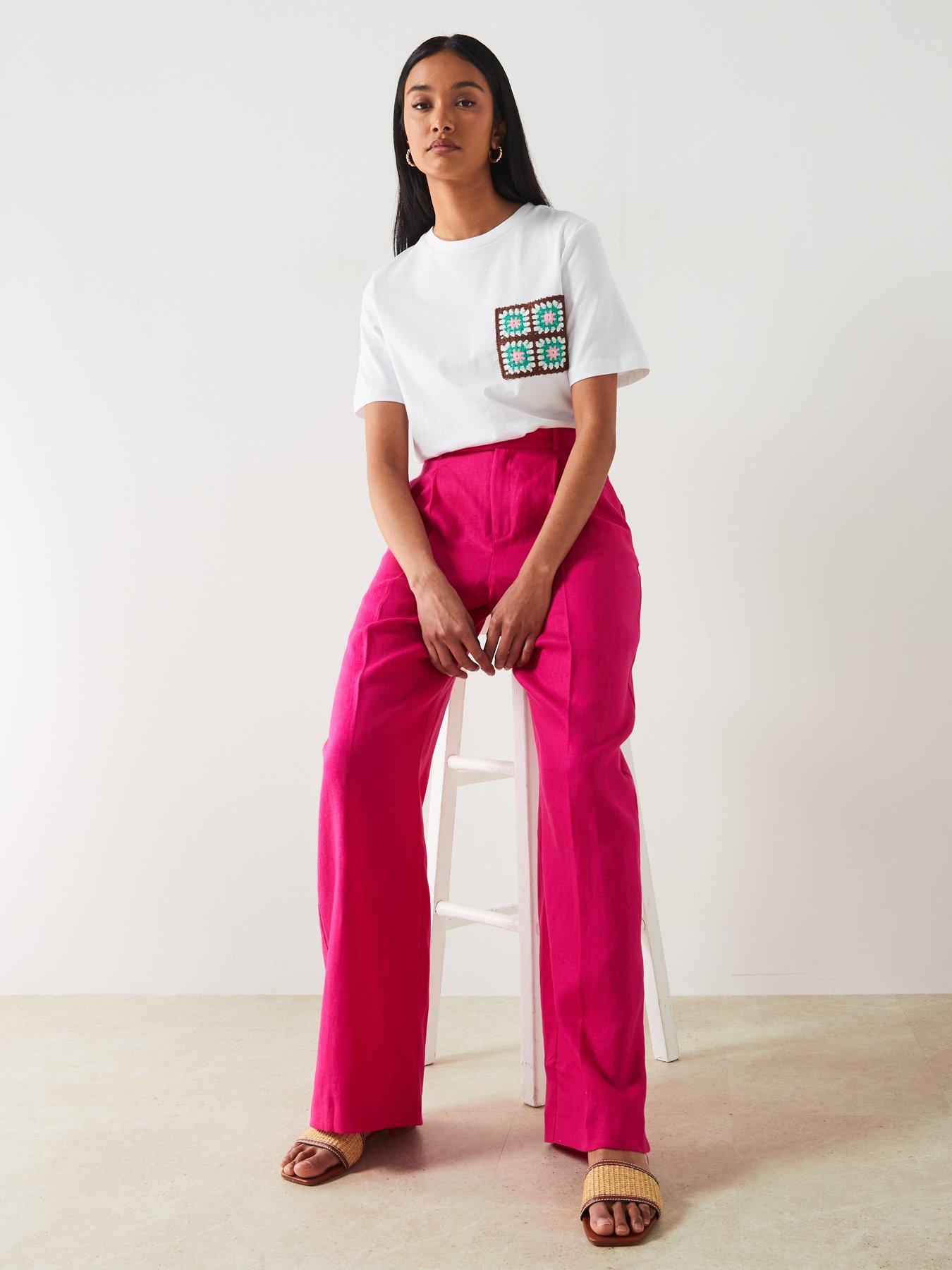 Image 4 of 6 of Mango Pink Wide Leg Trouser