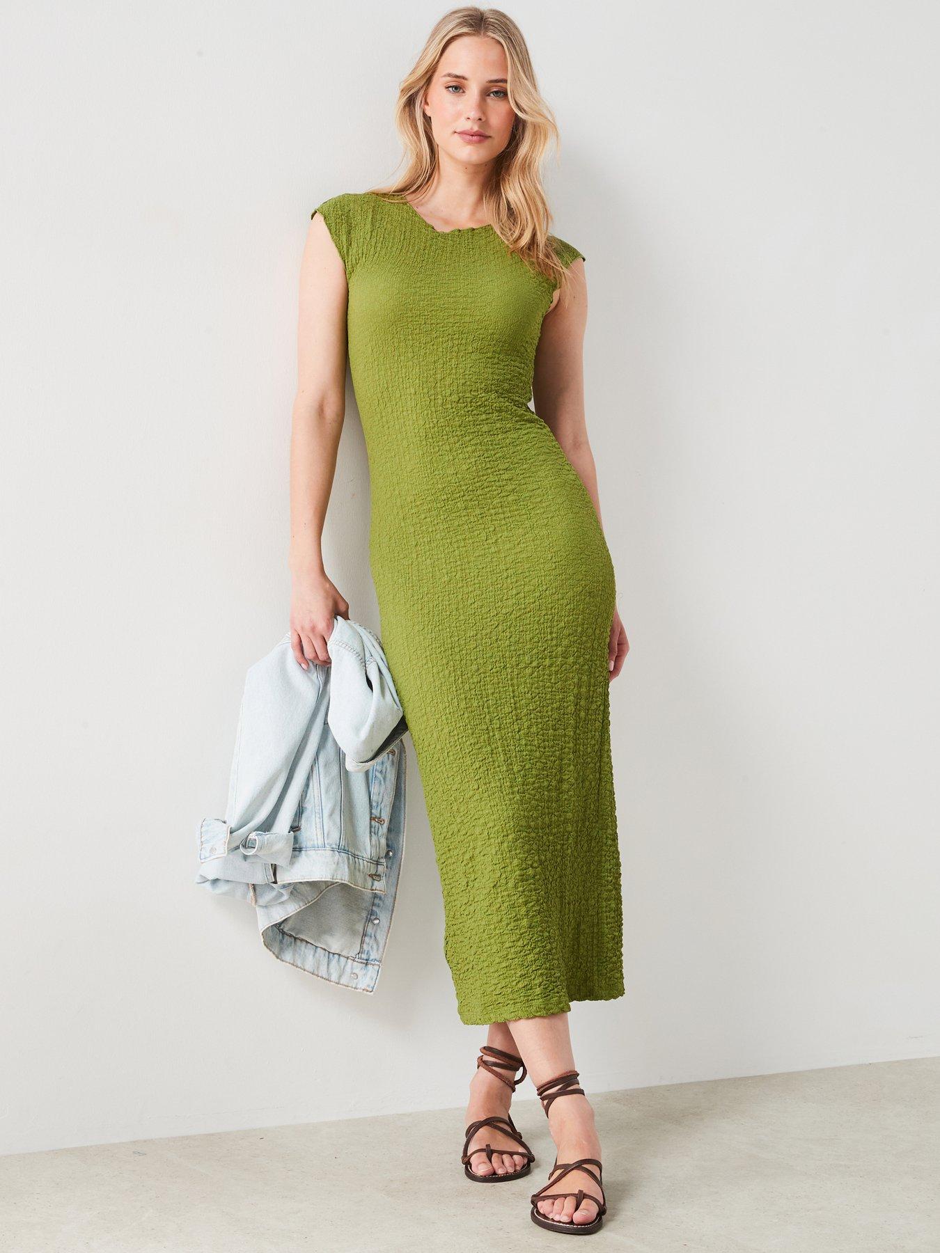 Green dress mango best sale