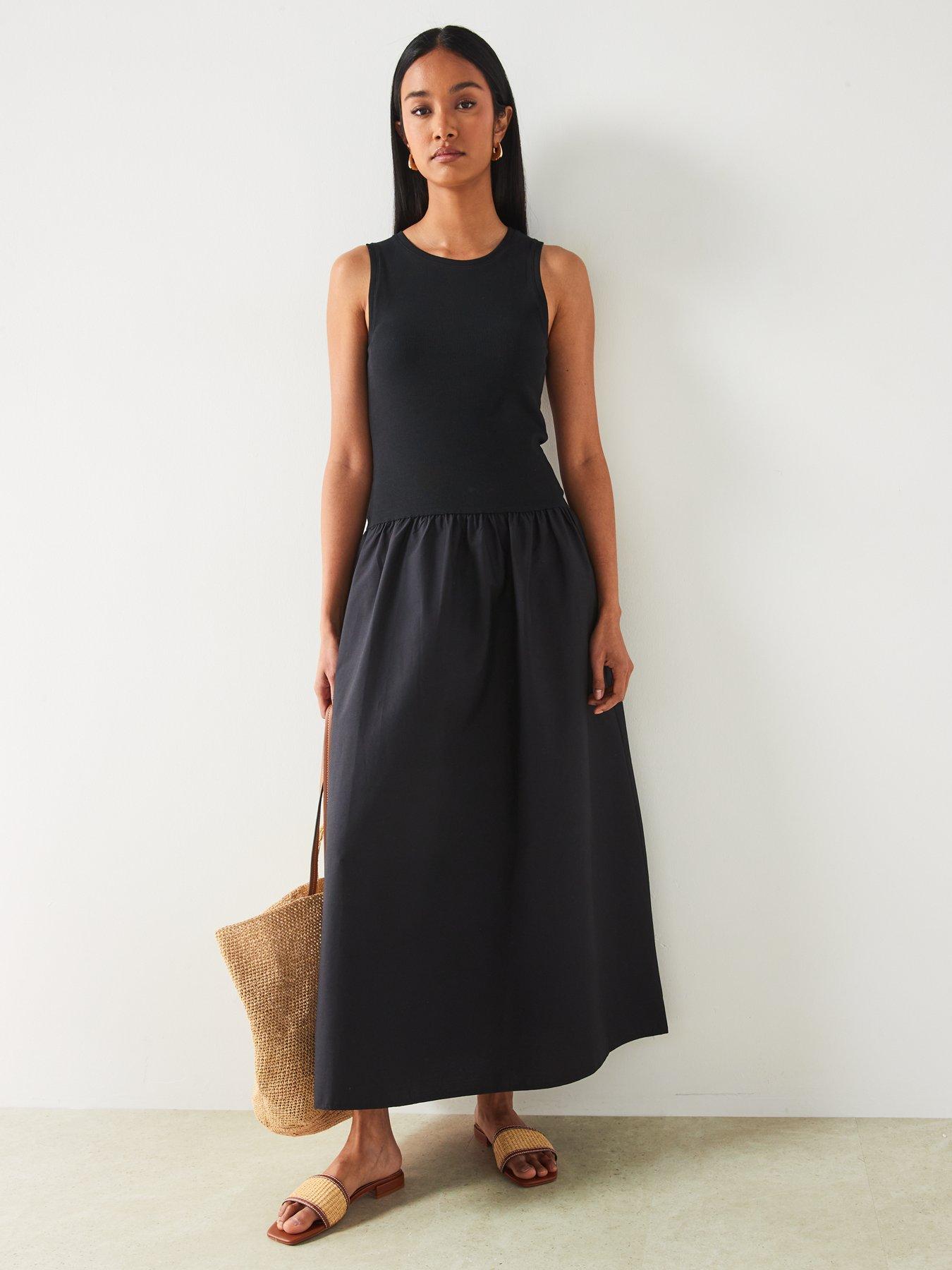 Mango long black dress sale