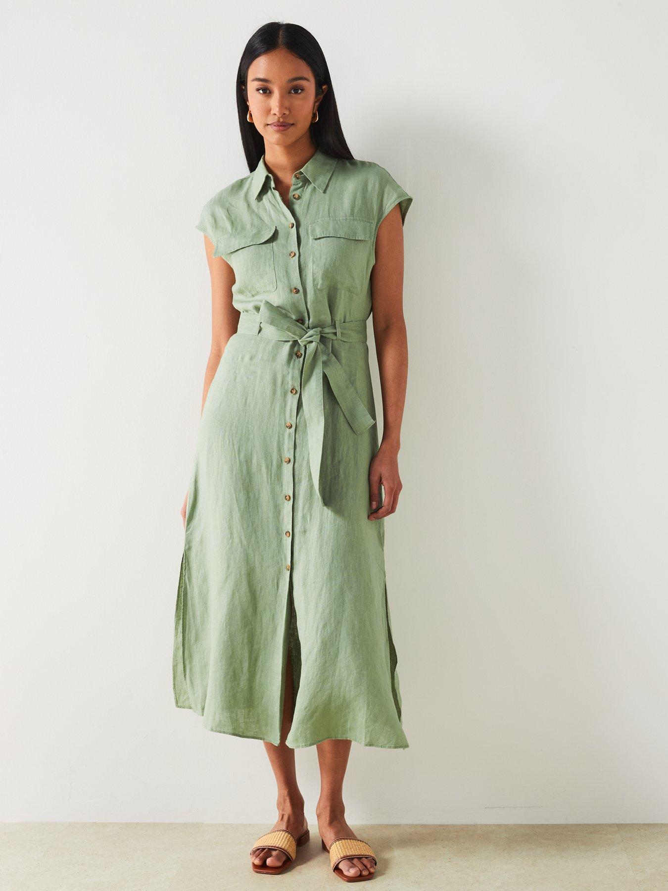 Mandy Raglan Shirt Dress - Lime Green