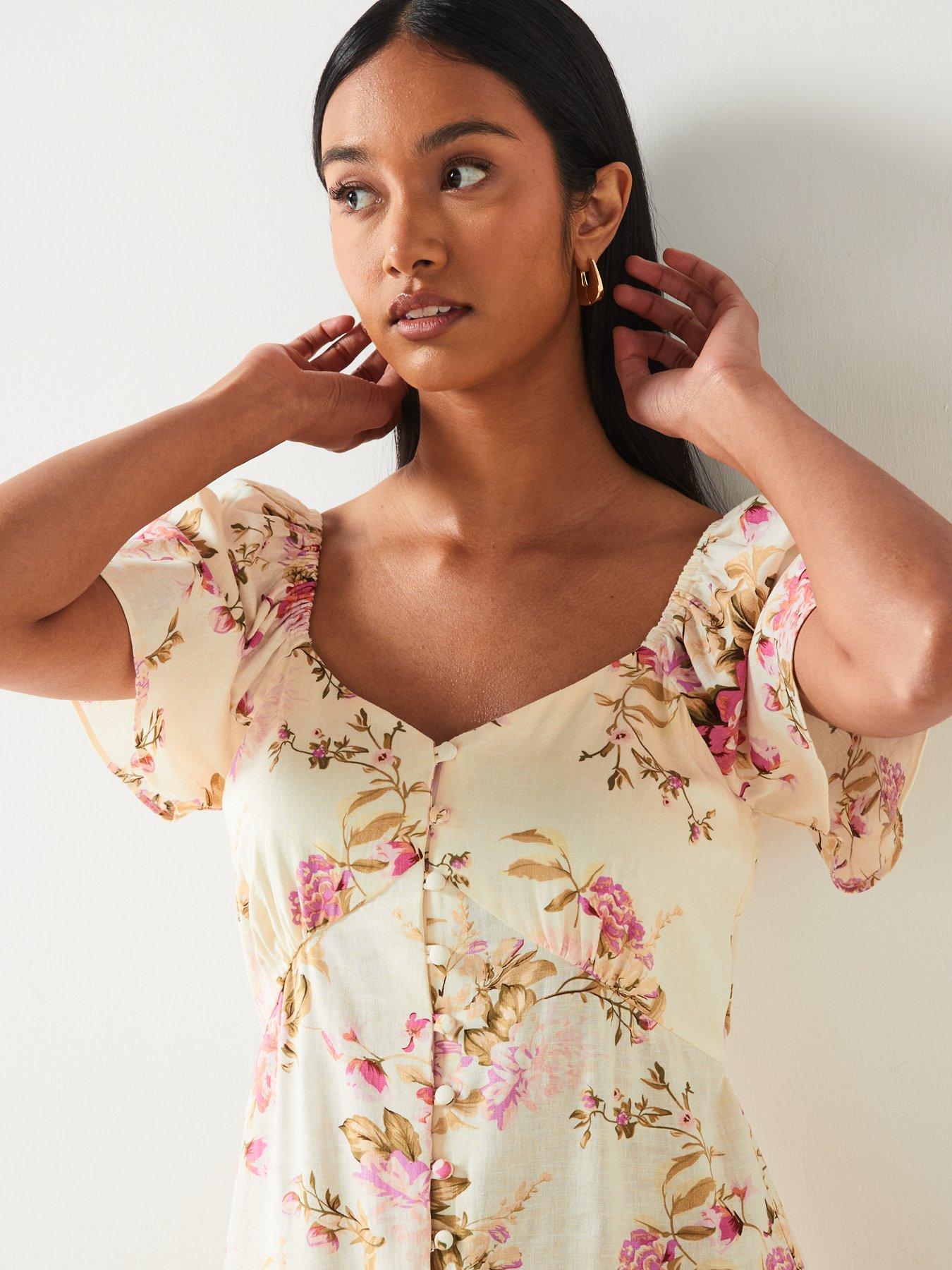 Mango floral linen blend dress hotsell