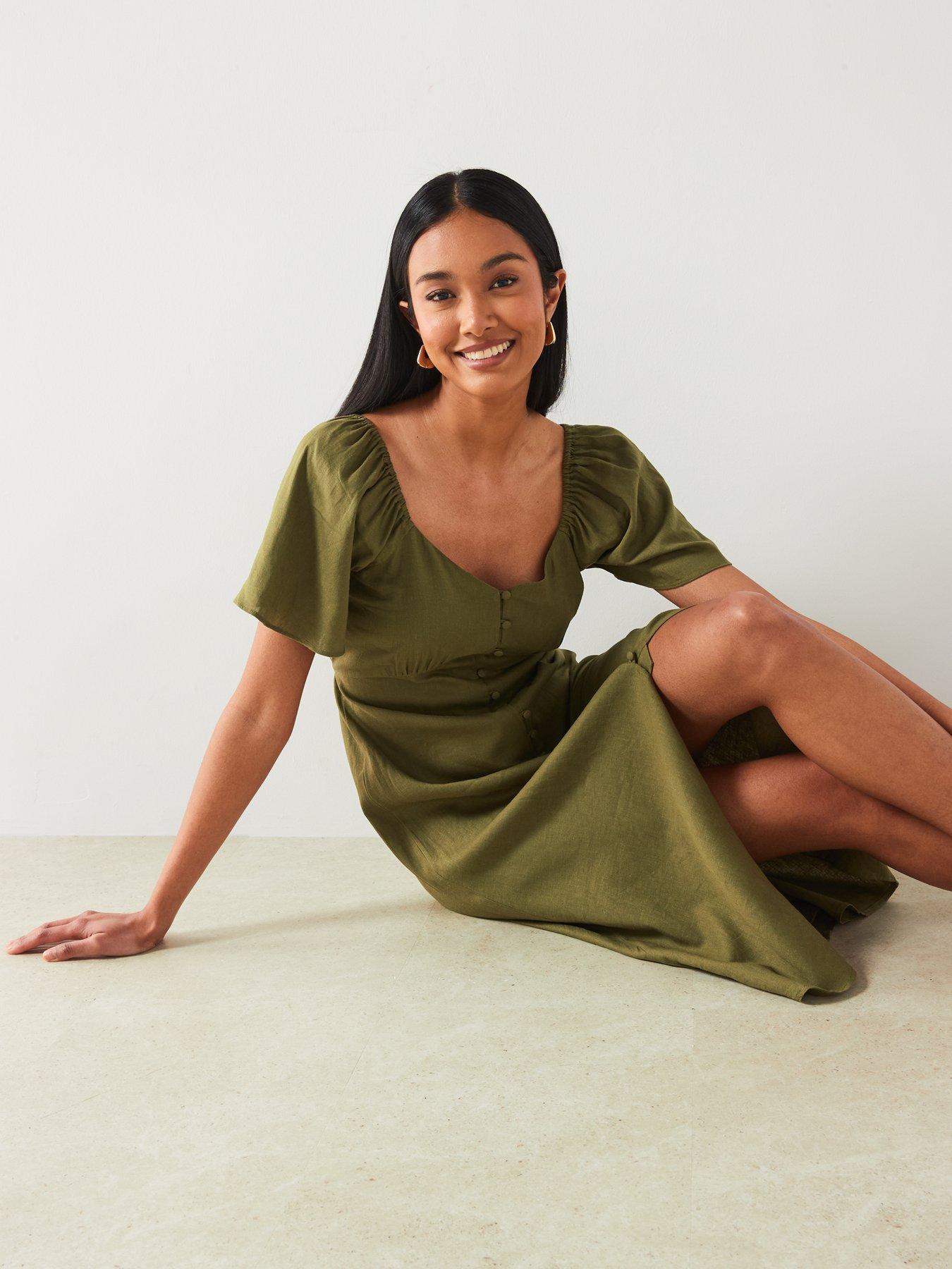 Mango green midi dress fashion