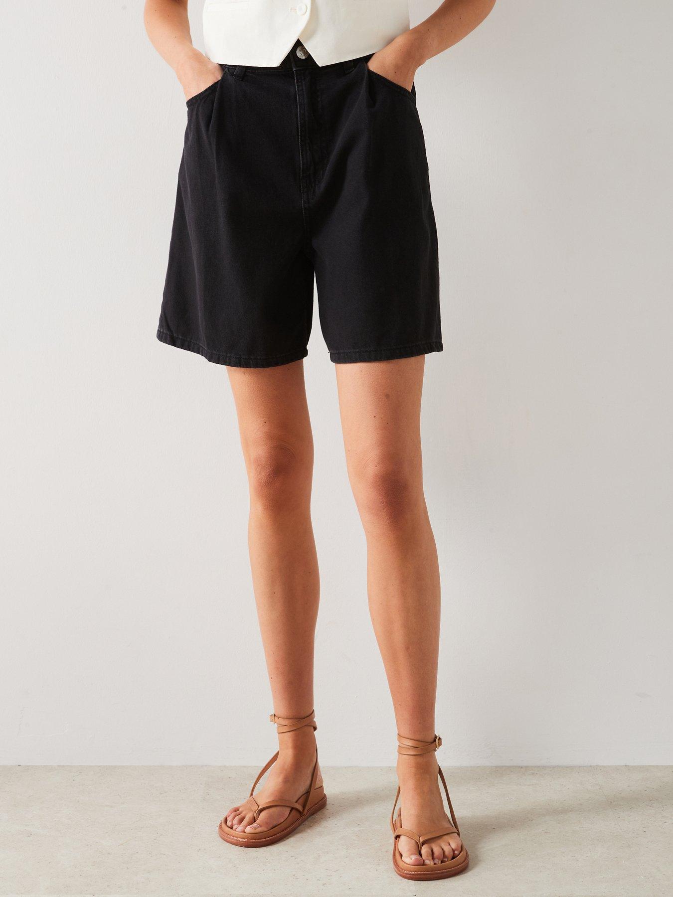 Black Denim High Waist Shorts