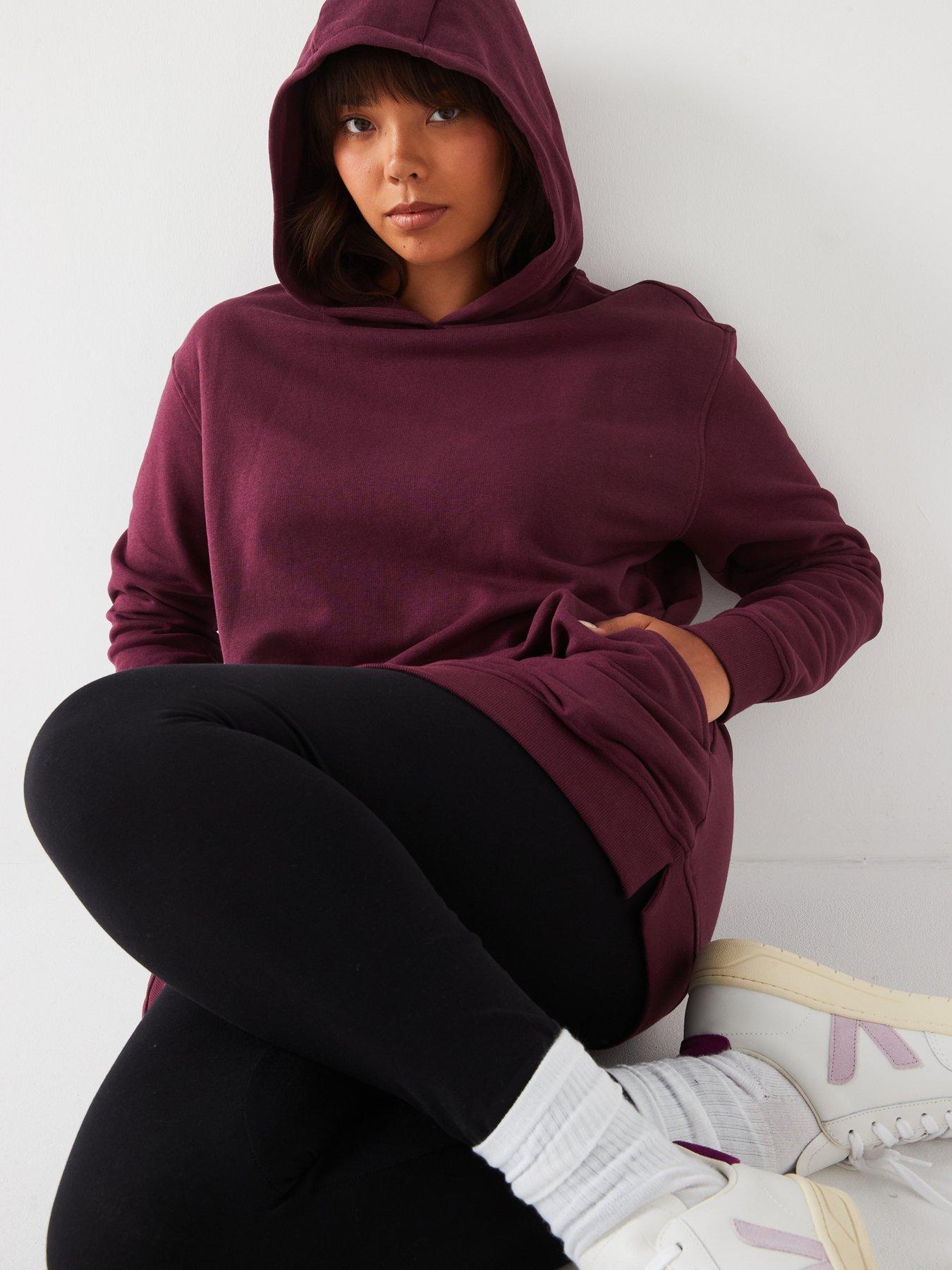 V by Very Curve Longline Side Split Hoodie Purple Very
