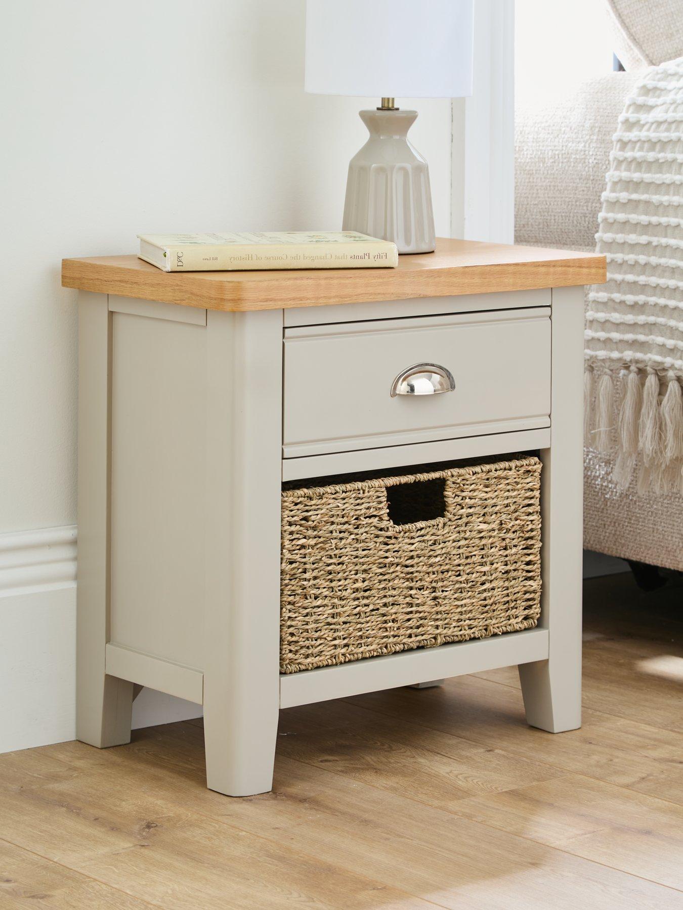 undefined Malone Ready Assembled 1 Drawer, 1 Basket Sideboard - contains Solid Wood