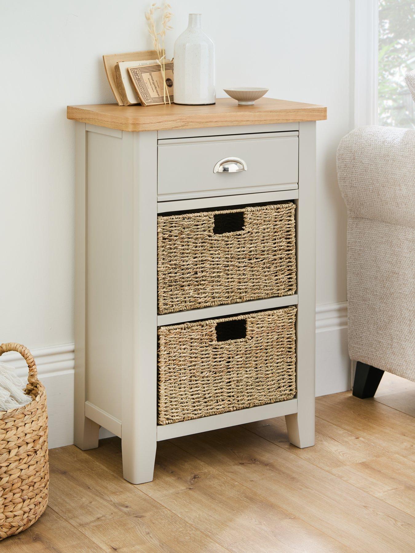 undefined Malone Ready Assembled 1 Drawer, 2 Basket Sideboard - contains Solid Wood