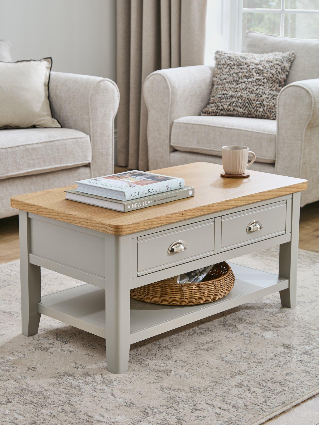 Product photograph of Very Home Malone Ready Assembled Large 1 Drawer Coffee Table - Contains Solid Wood from very.co.uk