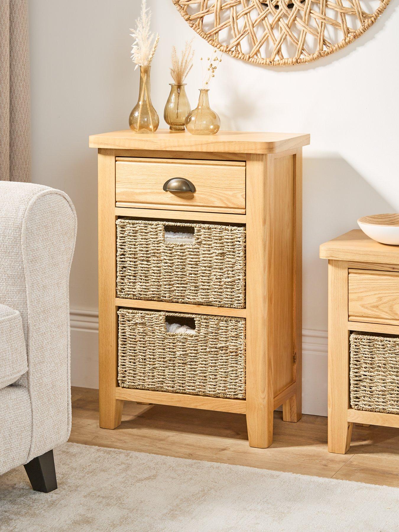 Very Home Ashwin Ready Assembled 1 Drawer, 2 Basket Sideboard - contains Solid Wood