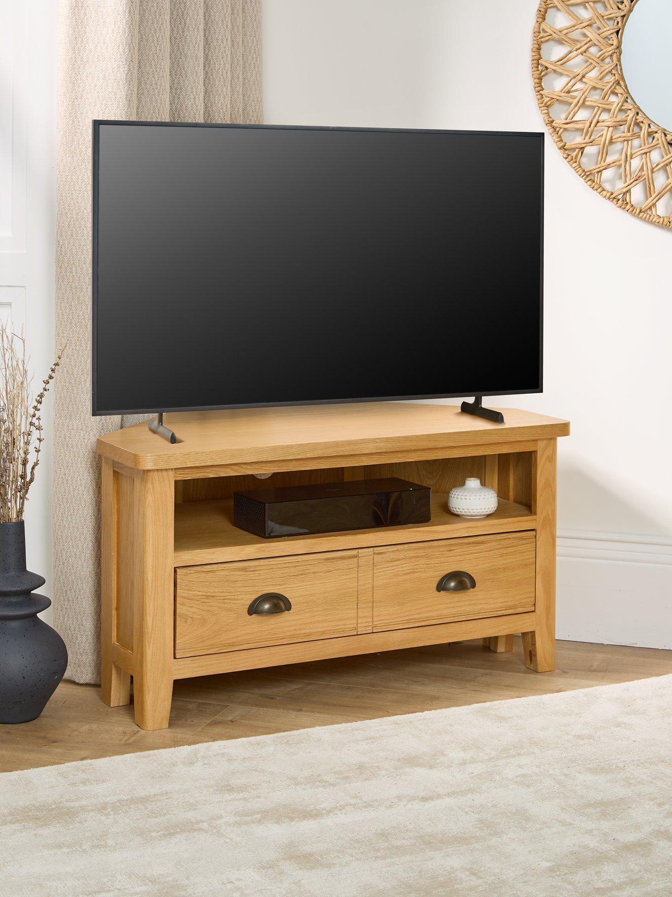 Product photograph of Very Home Ashwin Ready Assembled Corner Tv Unit - Fits Up To 42 Inch Tv - Contains Solid Wood from very.co.uk