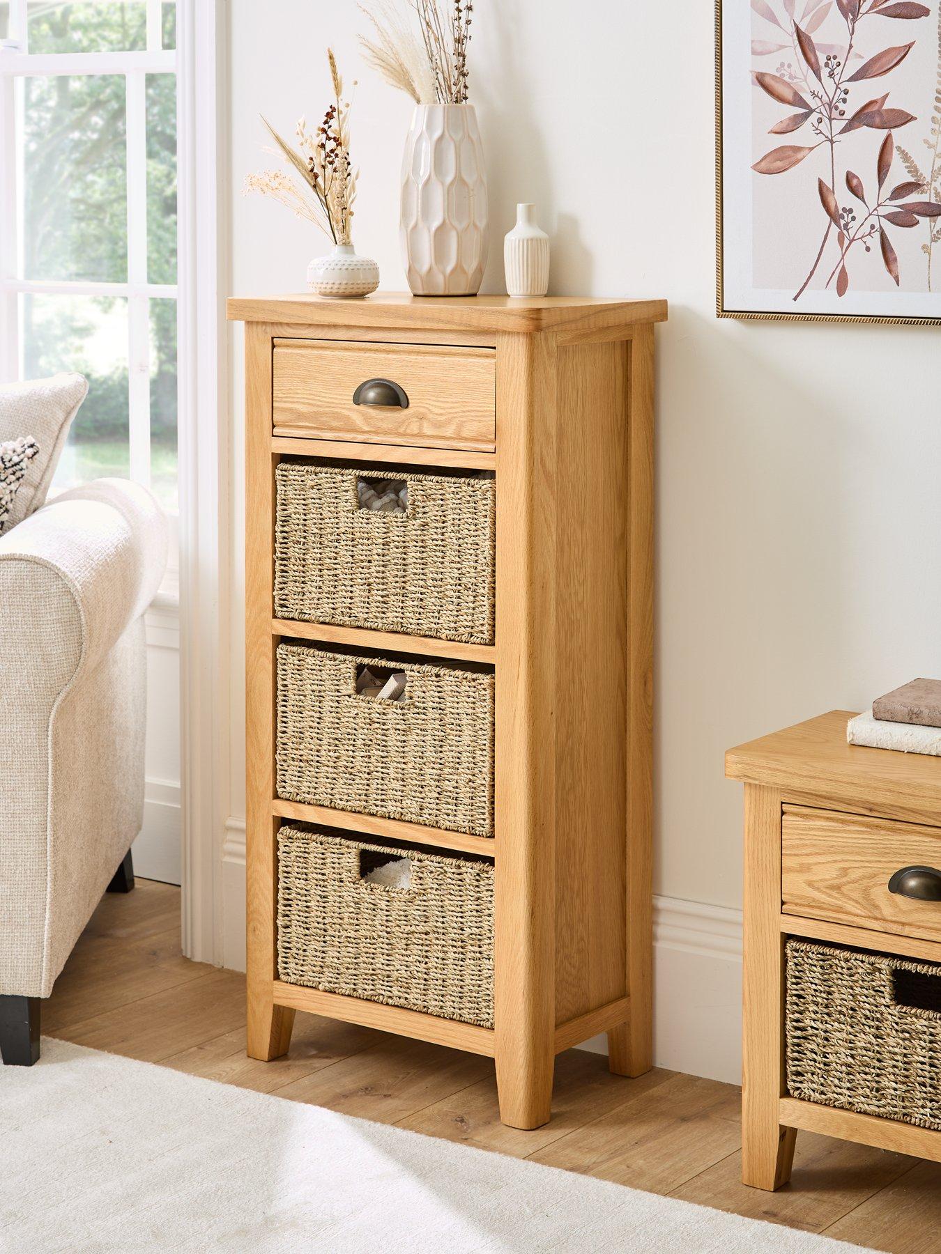 undefined Ashwin Ready Assembled 1 Drawer, 3 Basket Sideboard - contains Solid Wood