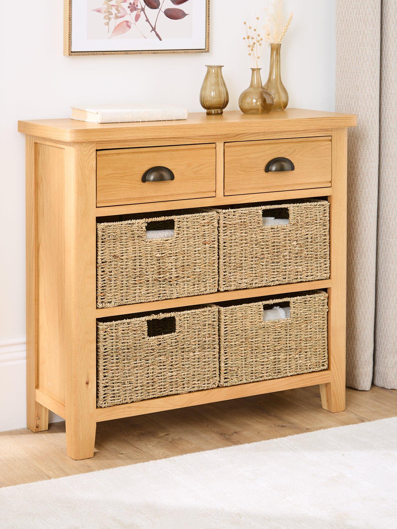 undefined Ashwin Ready Assembled 2 Drawer, 4 Basket Sideboard - contains Solid Wood