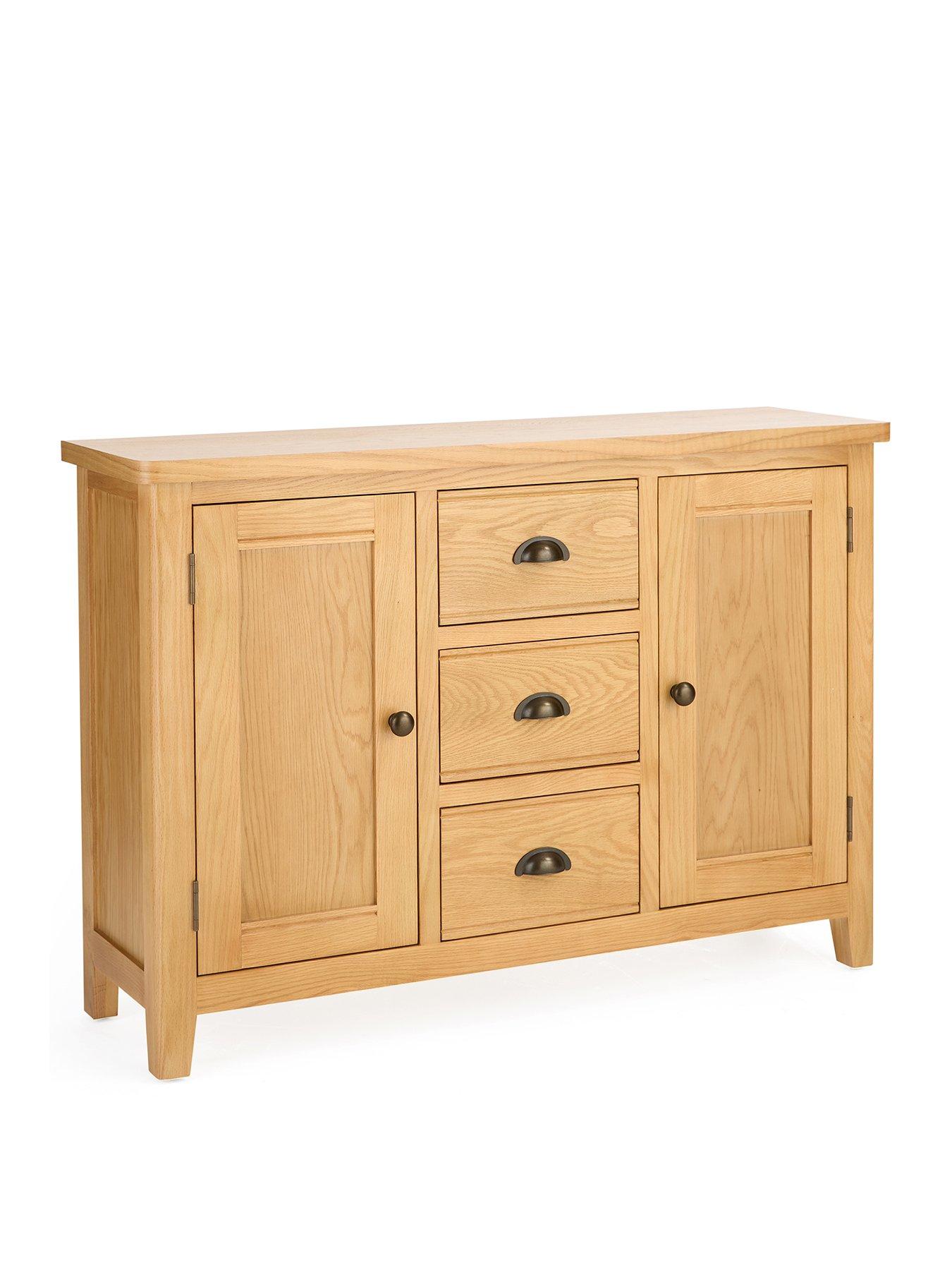 Image 3 of 7 of Very Home Ashwin Ready Assembled 2 Door,&nbsp;3 Drawer Large Sideboard in Rustic Oak - contains Solid Wood