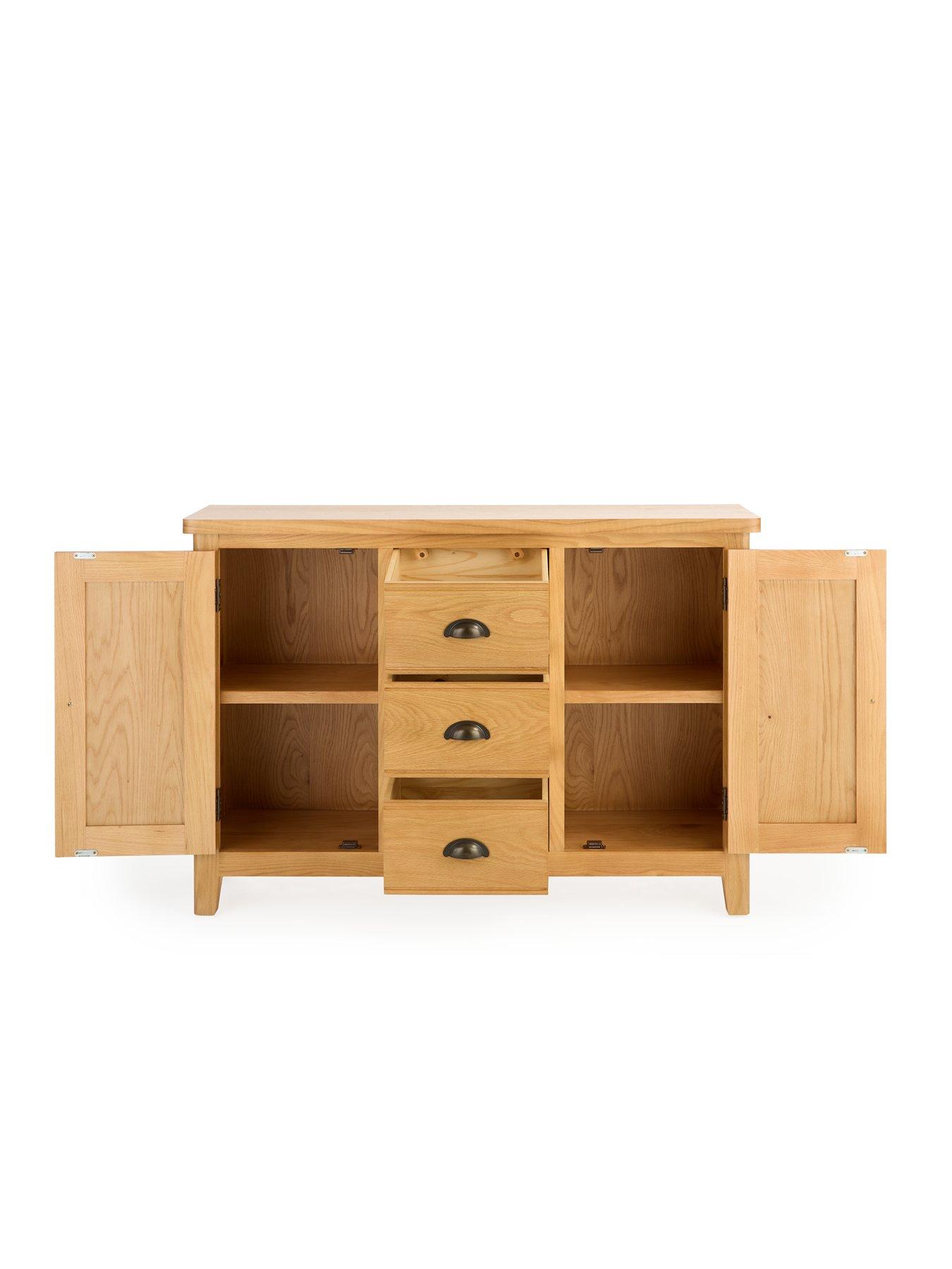 Image 4 of 7 of Very Home Ashwin Ready Assembled 2 Door,&nbsp;3 Drawer Large Sideboard in Rustic Oak - contains Solid Wood