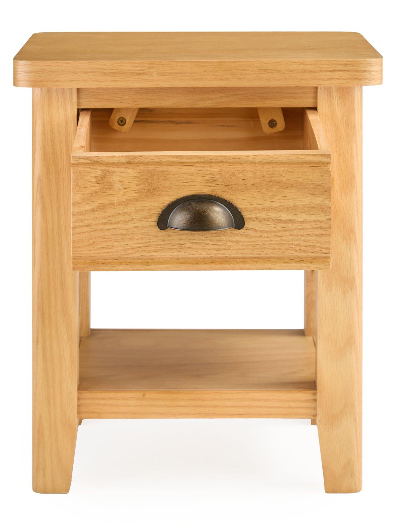 Image 4 of 7 of The Very Collection Ashwin Ready Assembled 1 Drawer Lamp Table&nbsp;- contains Solid Wood