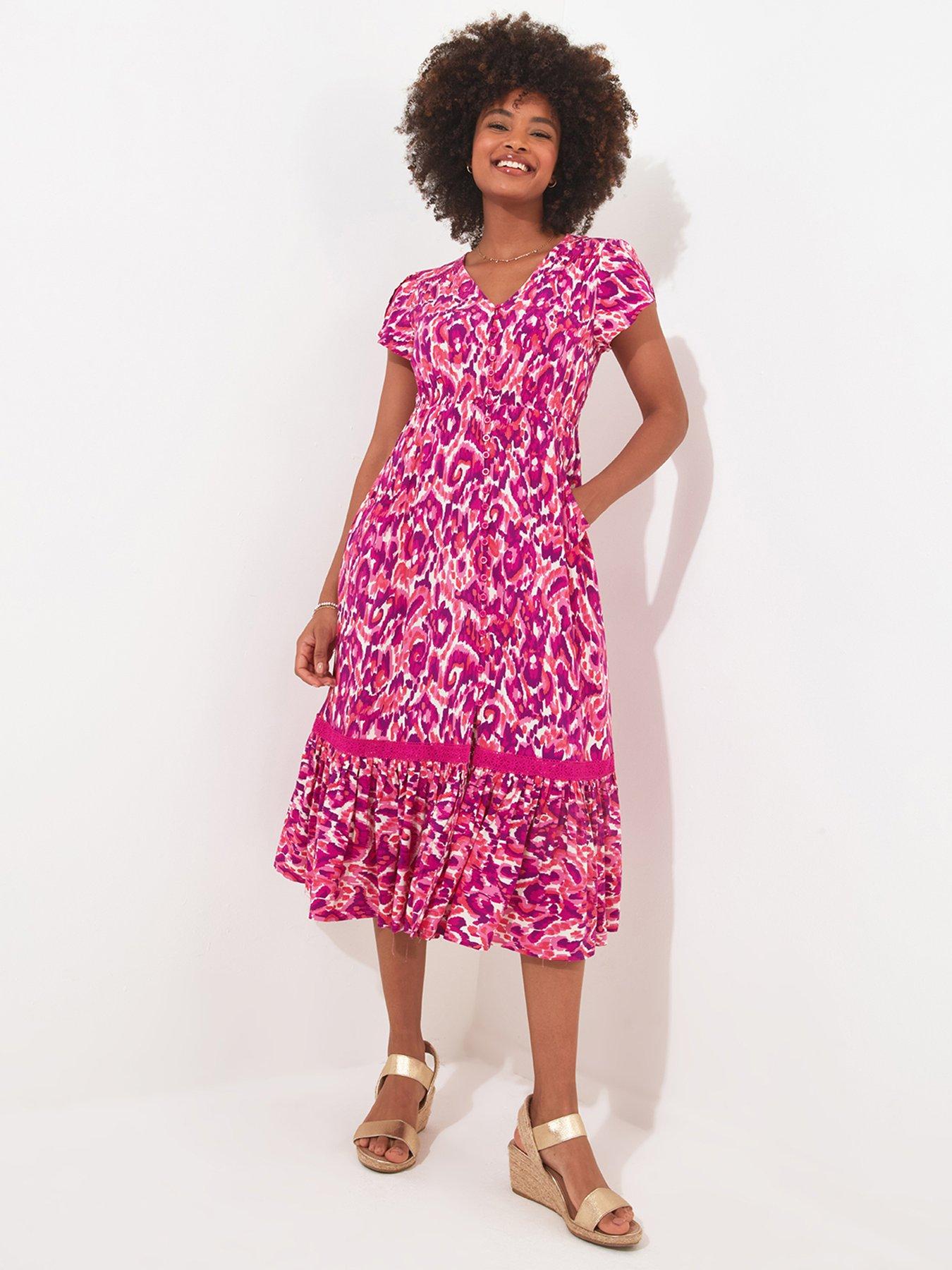 Petite Animal Inspired Print Midi Dress Pink