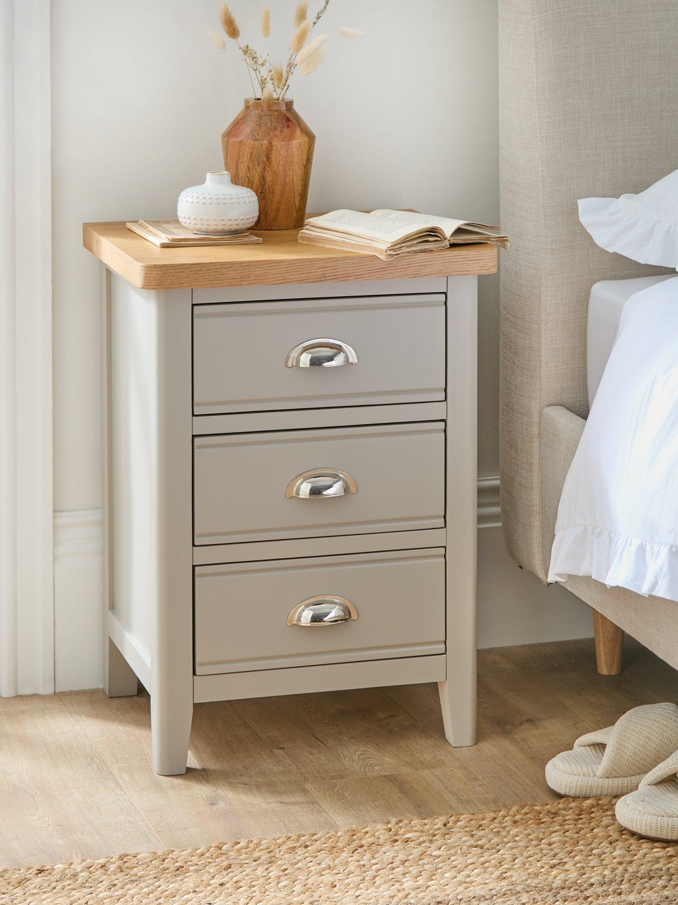 Product photograph of Very Home Malone Ready Assembled 3 Drawer Bedside Chest - Contains Solid Wood from very.co.uk