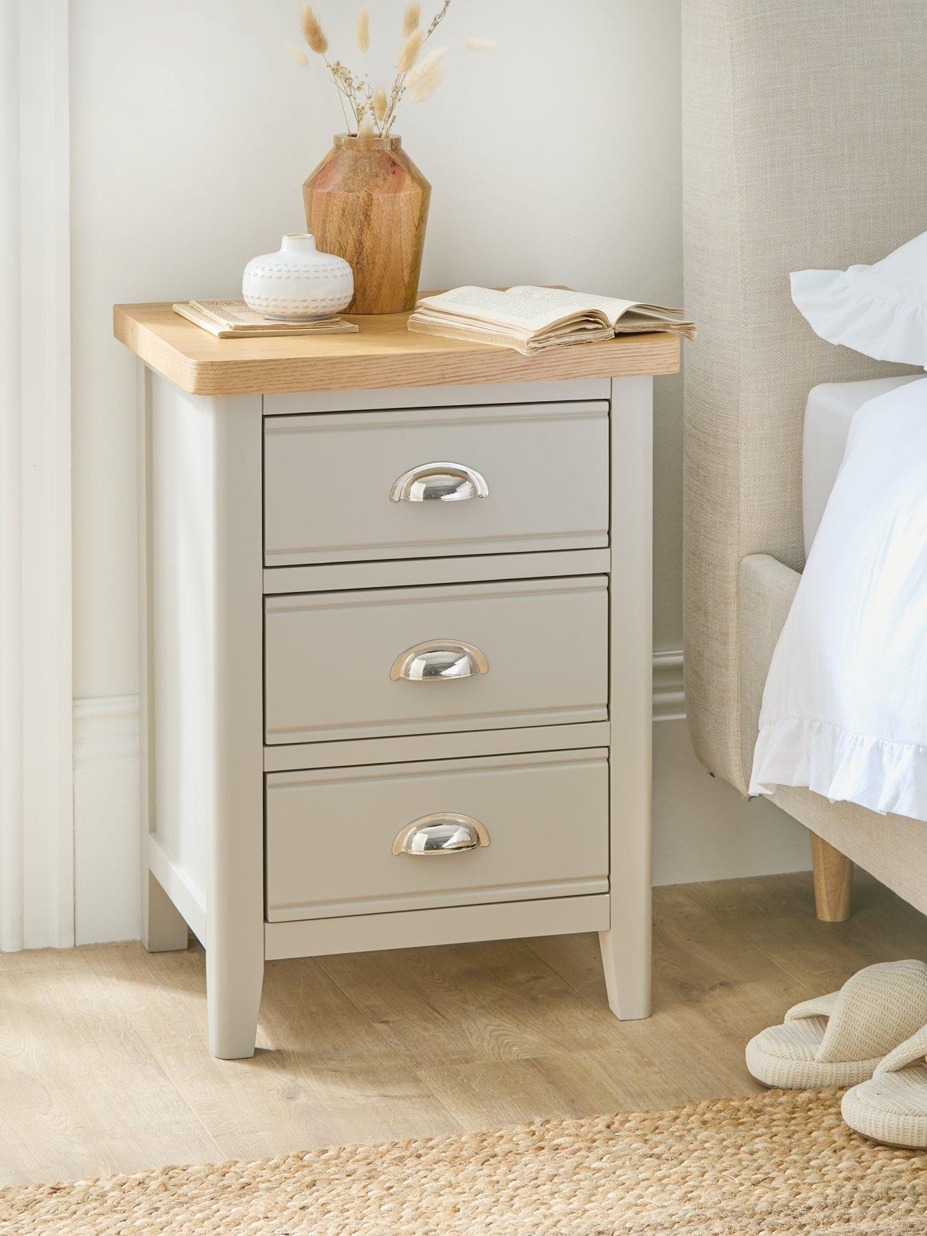 The Very Collection Malone Ready Assembled 3 Drawer Bedside Chest - contains Solid Wood