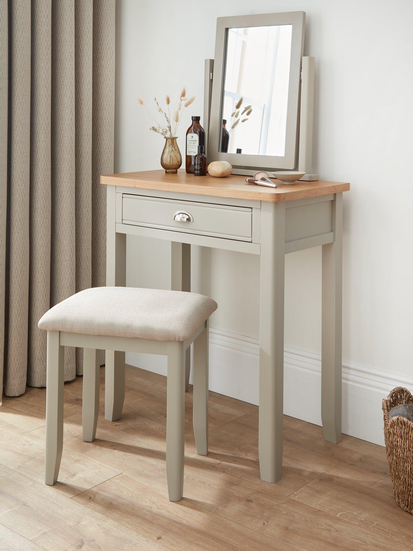 Product photograph of Very Home Malone Dressing Table Stool And Mirror Set - Contains Solid Wood from very.co.uk