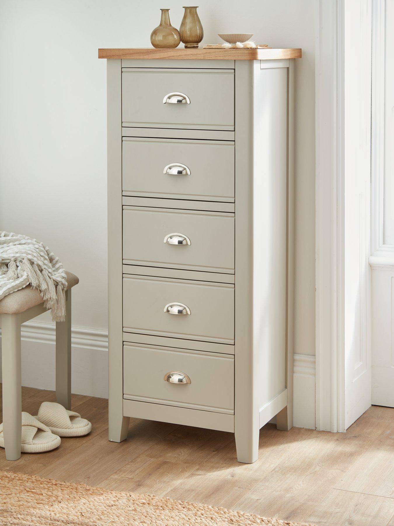 undefined Malone Ready Assembled 5 Drawer Tall Boy - contains Solid Wood