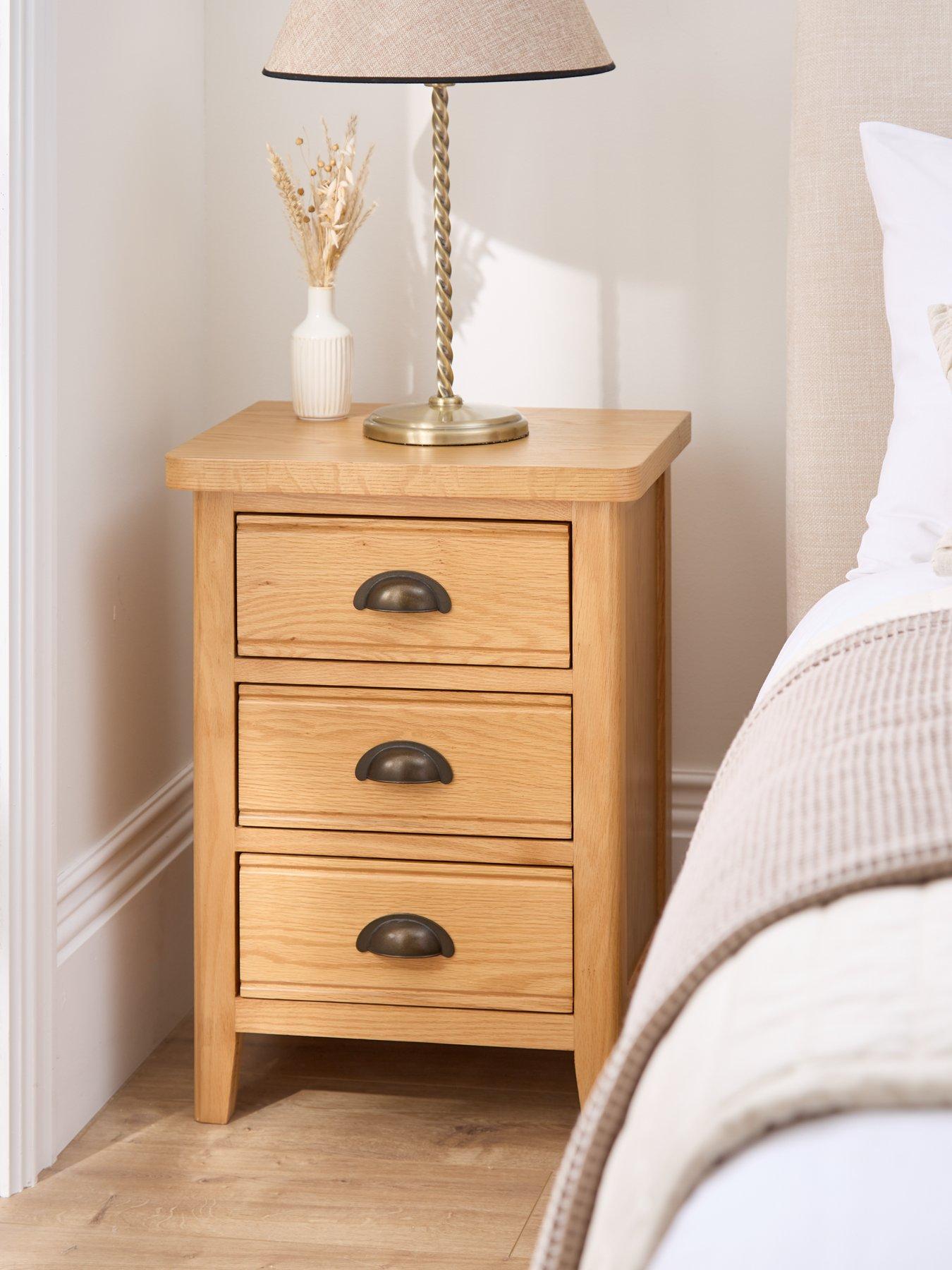 Product photograph of Very Home Ashwin Ready Assembled 3 Drawer Bedside Chest - Contains Solid Wood from very.co.uk