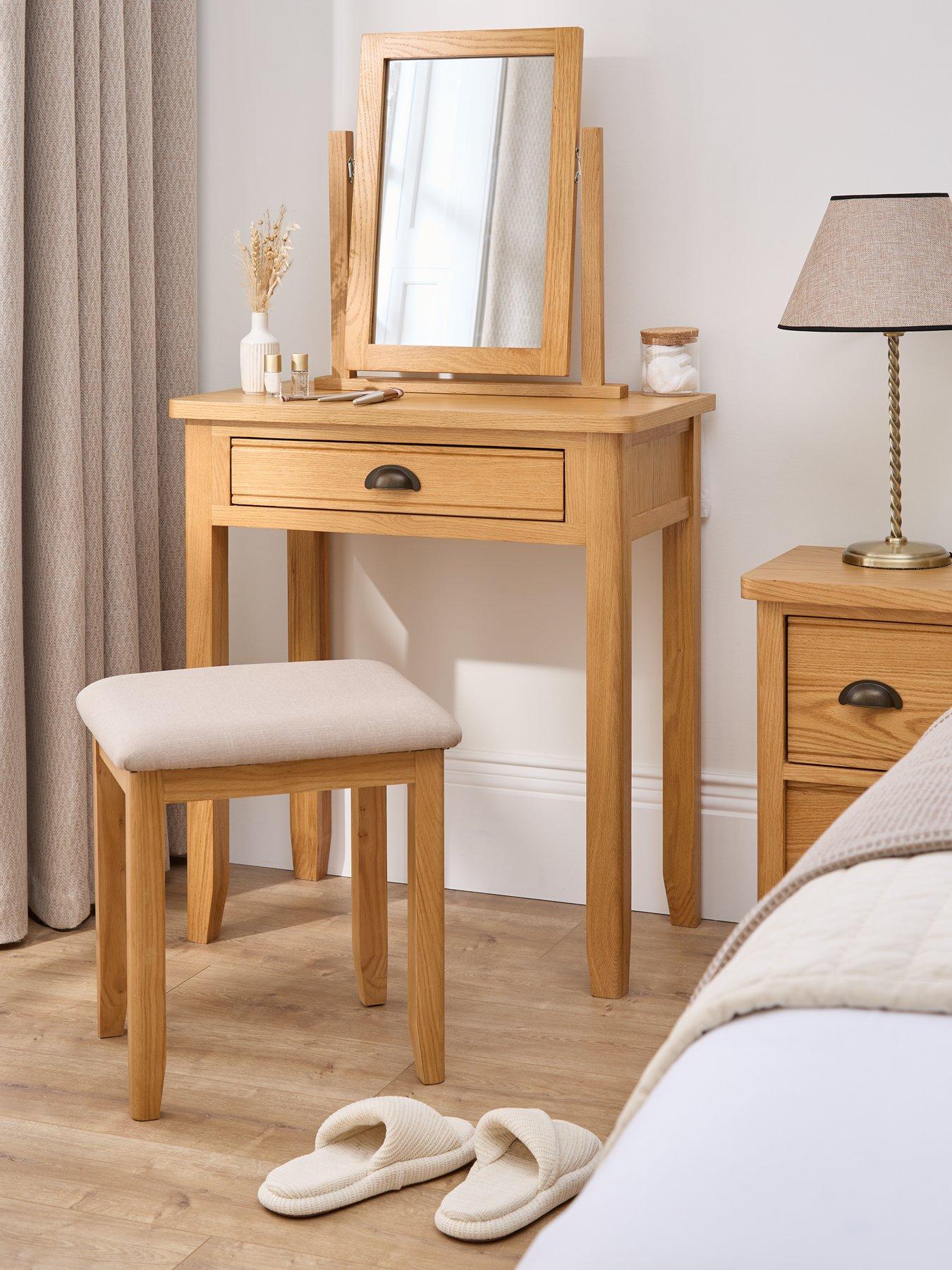 undefined Ashwin Part Assembled Dressing Table, Stool  &  Mirror Set - contains Solid Wood