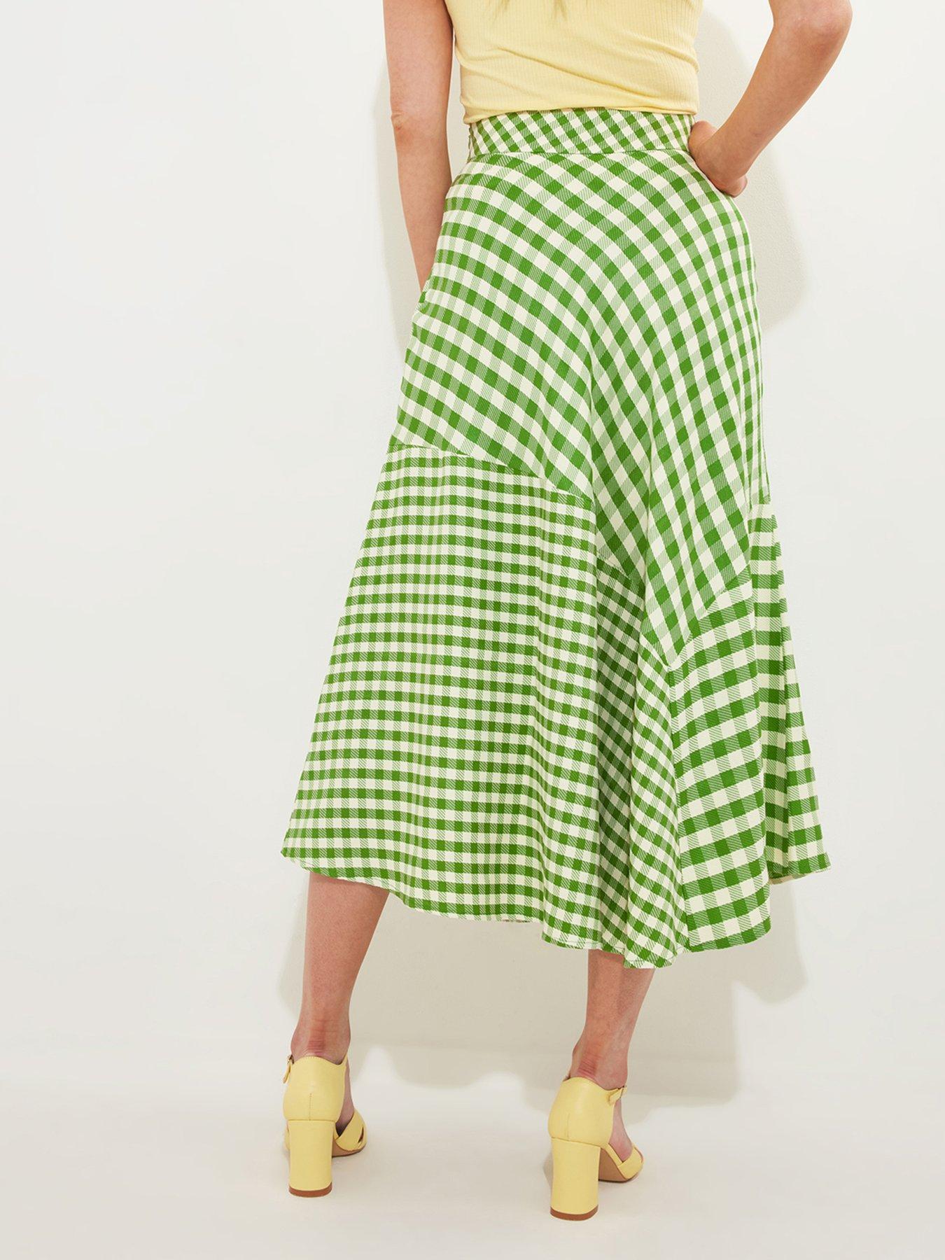 Green gingham midi skirt best sale