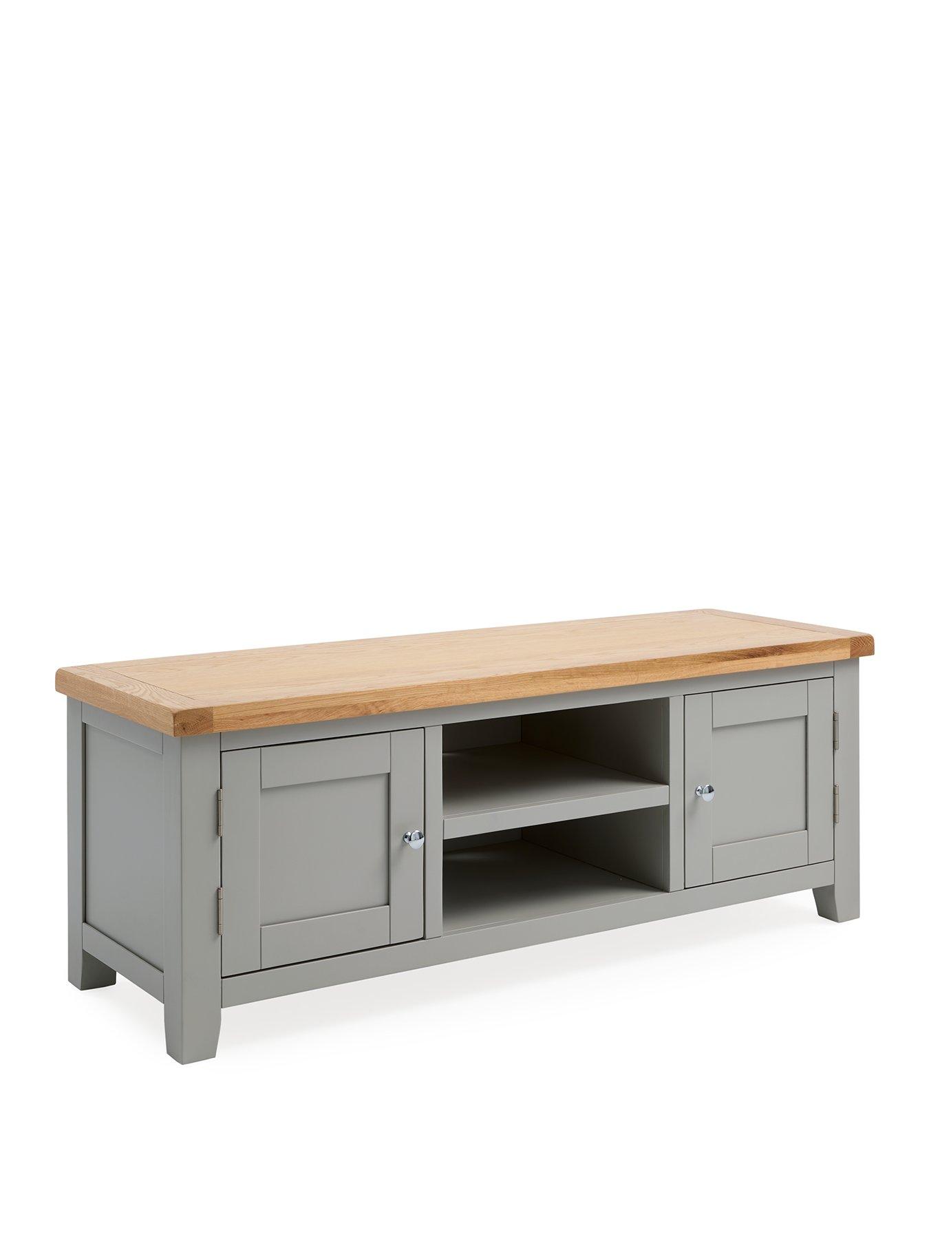 Image 3 of 6 of Very Home Hamilton&nbsp;Ready Assembled 2 Door TV Unit&nbsp;-&nbsp;fits up to 50 inch TV&nbsp;-&nbsp;Light Grey/Oak Effect&nbsp;- contains Solid Wood