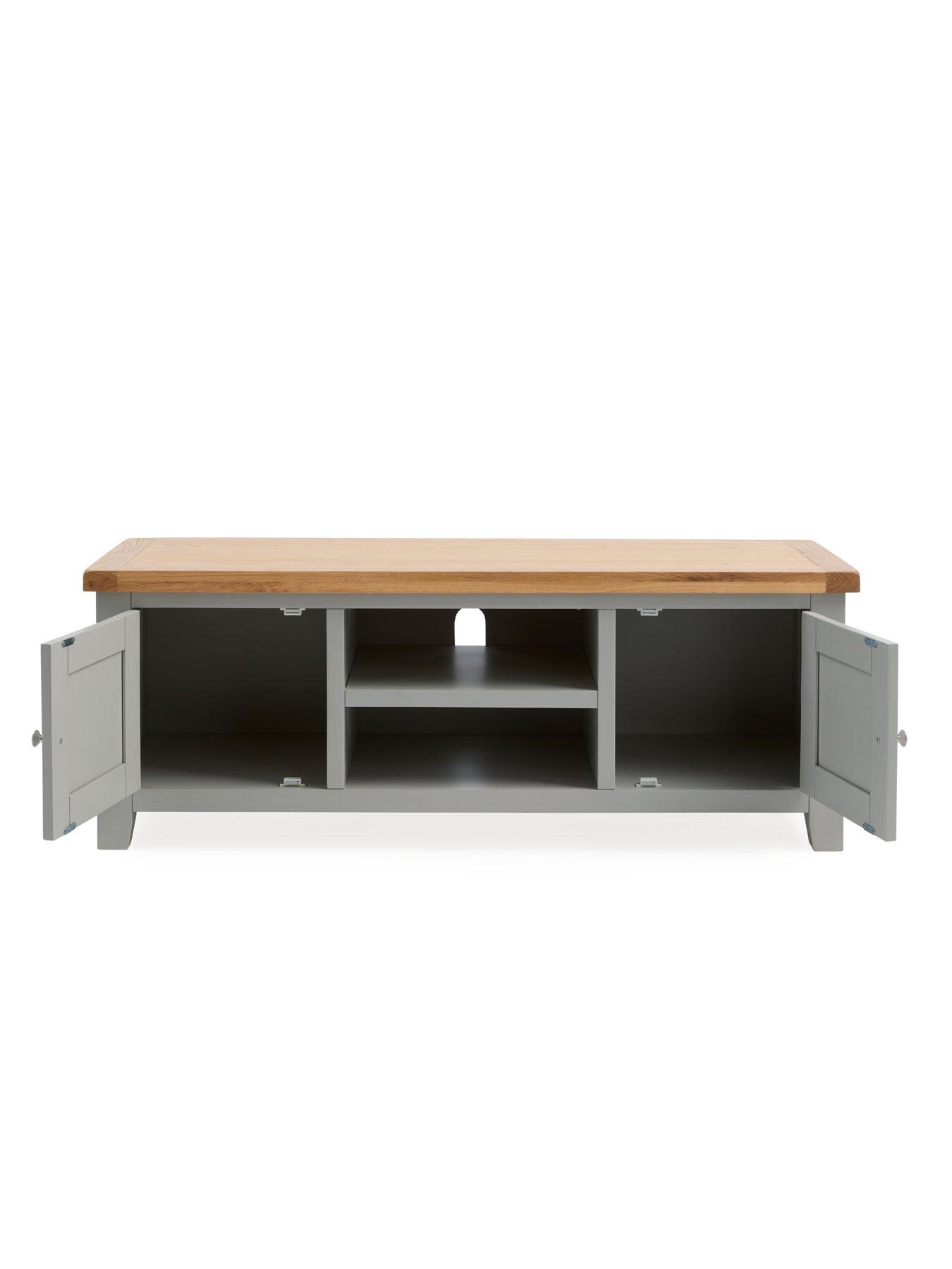 Image 4 of 6 of Very Home Hamilton&nbsp;Ready Assembled 2 Door TV Unit&nbsp;-&nbsp;fits up to 50 inch TV&nbsp;-&nbsp;Light Grey/Oak Effect&nbsp;- contains Solid Wood