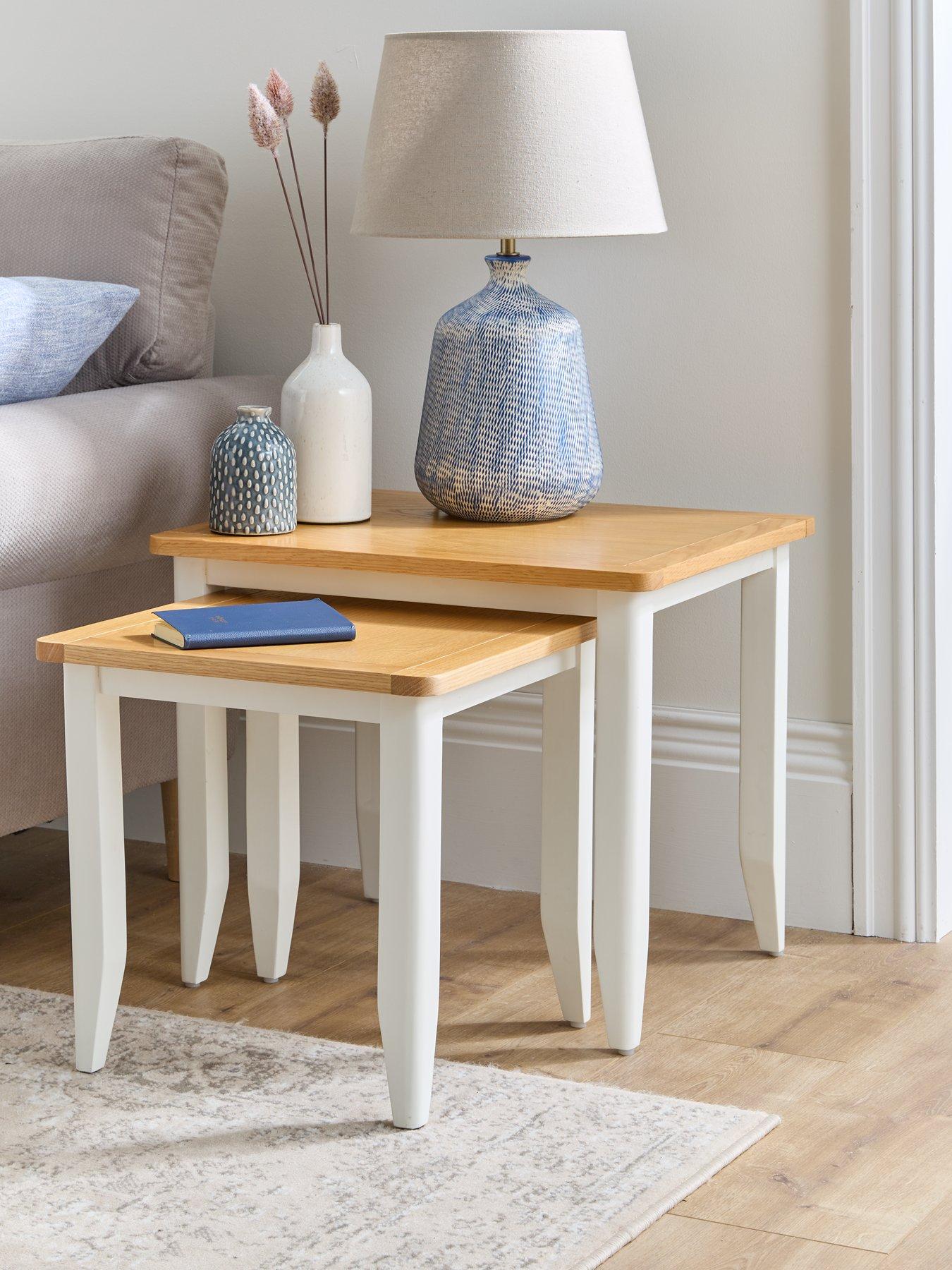 Product photograph of Very Home Harbour Ready Assembled Nest Of 2 Tables - White Oak from very.co.uk