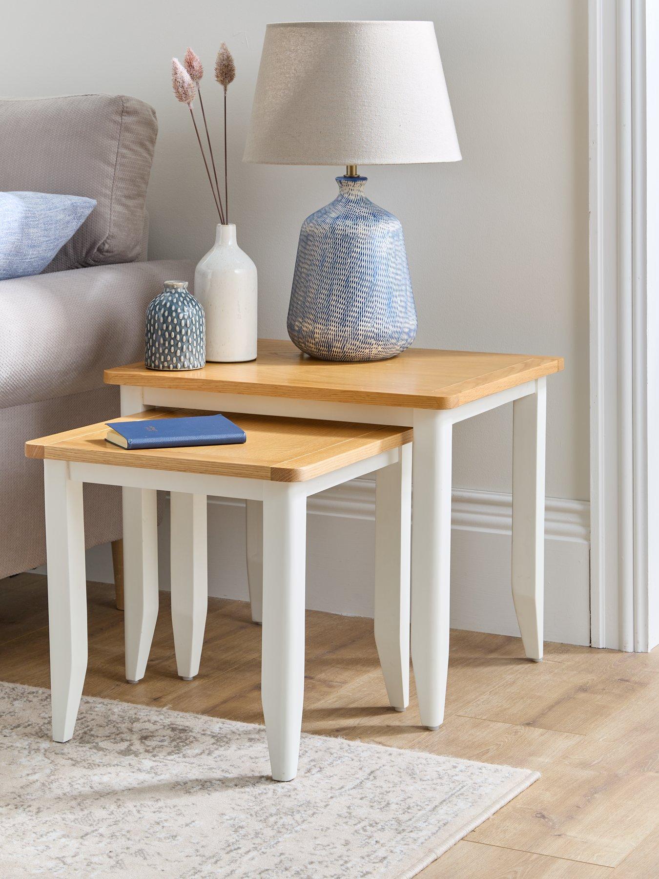 undefined Harbour Ready Assembled Nest of 2 Tables - White/Oak
