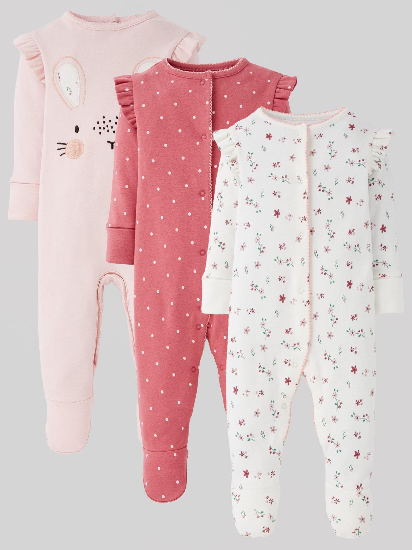 undefined Girls 3 Pack Bunny Sleepsuit - Multi