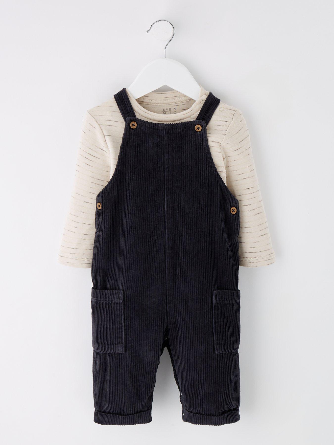 Eve and Milo Baby Boys Dungaree And Bodysuit Set Multi Very