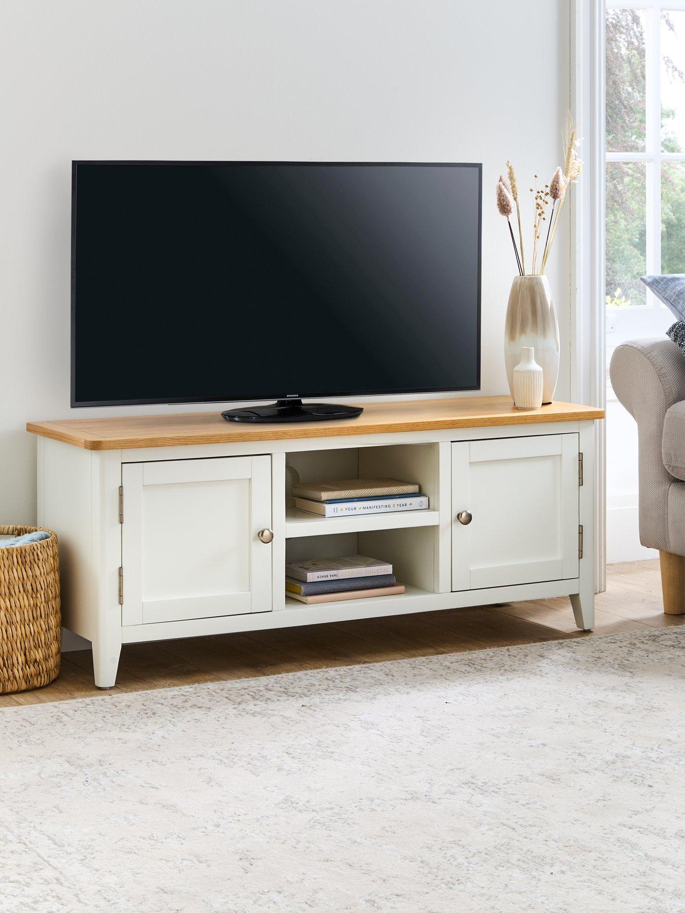 Product photograph of Very Home Harbour Ready Assembled 2 Door Tv Unit - White Oak - Fits Up To 42 Inch Tv from very.co.uk