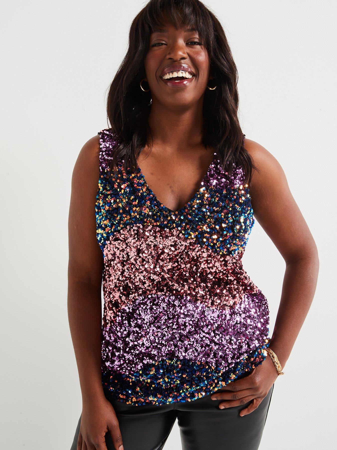 Sequin vest top plus size online