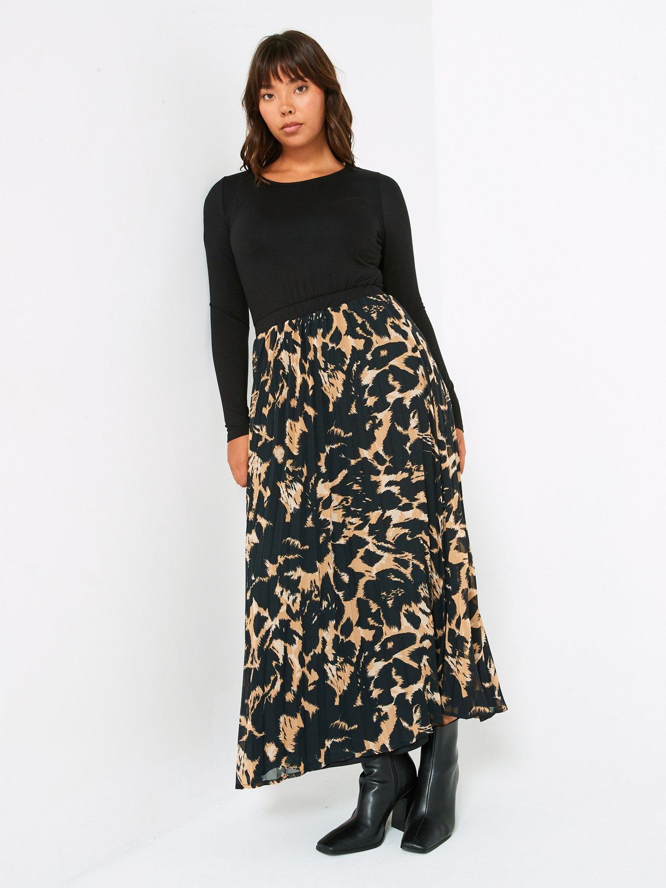 Pleated Skirt 2 In 1 Midi Dress Print