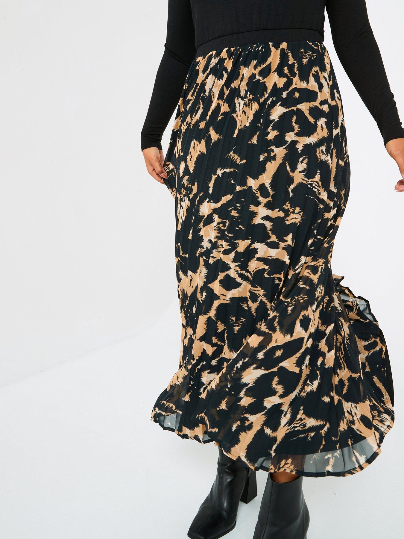 Pleated Skirt 2 In 1 Midi Dress Print